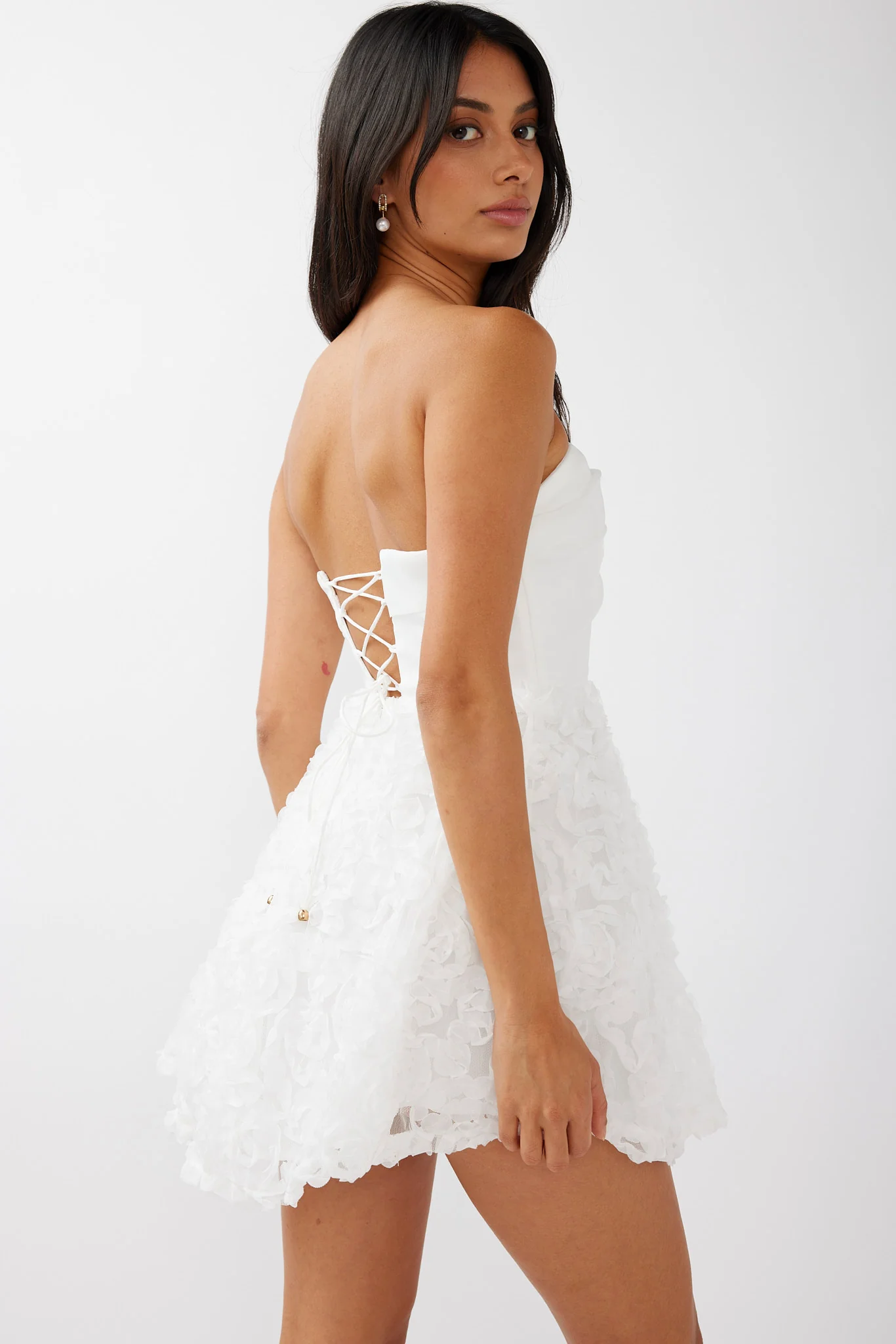 Annalyn Strapless Embellished Mini Dress White - Seraphlike