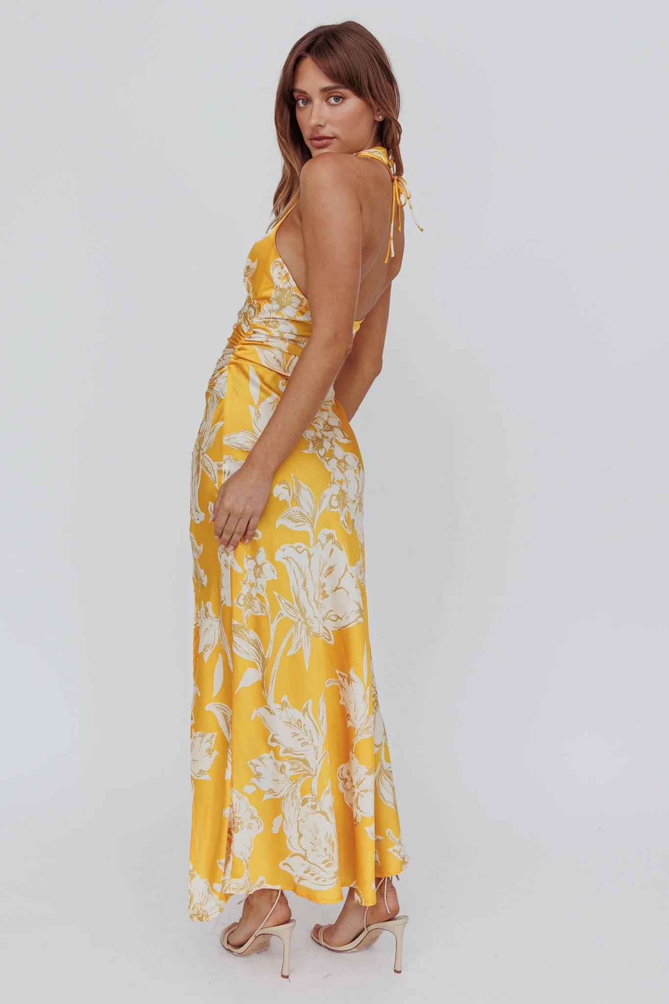 Brighter Days Halterneck Split Midi Dress Sun - Seraphlike
