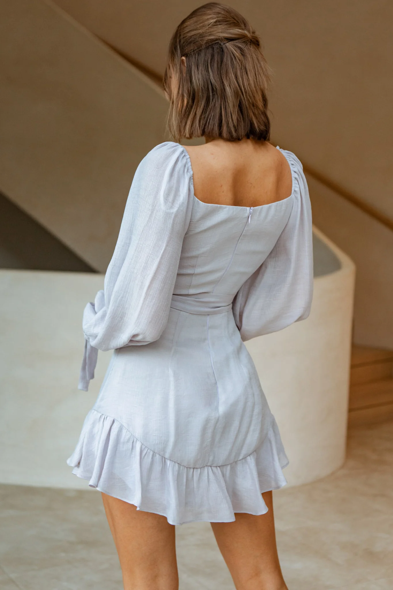 Make Memories Balloon Sleeve Molded Bust Dress Lilac - Seraphlike