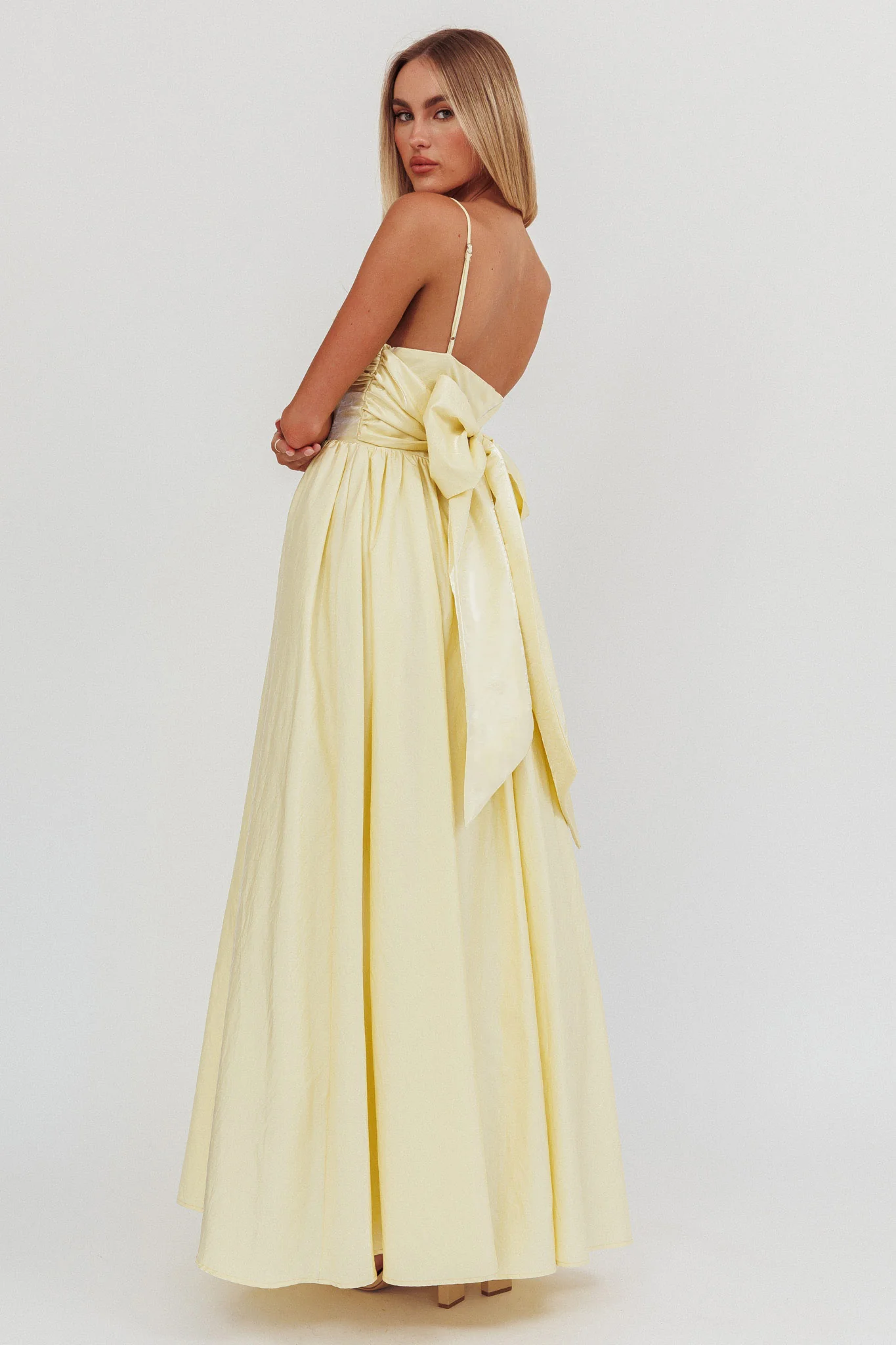Love Songs Back Bow Maxi Dress Butter - Seraphlike