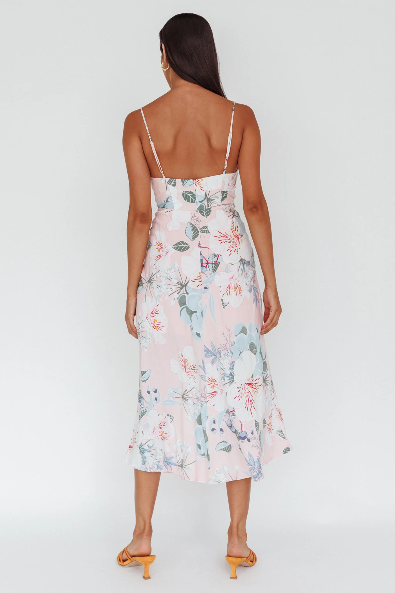 Suki Front Split Midi Dress Lily Light Pink - Seraphlike