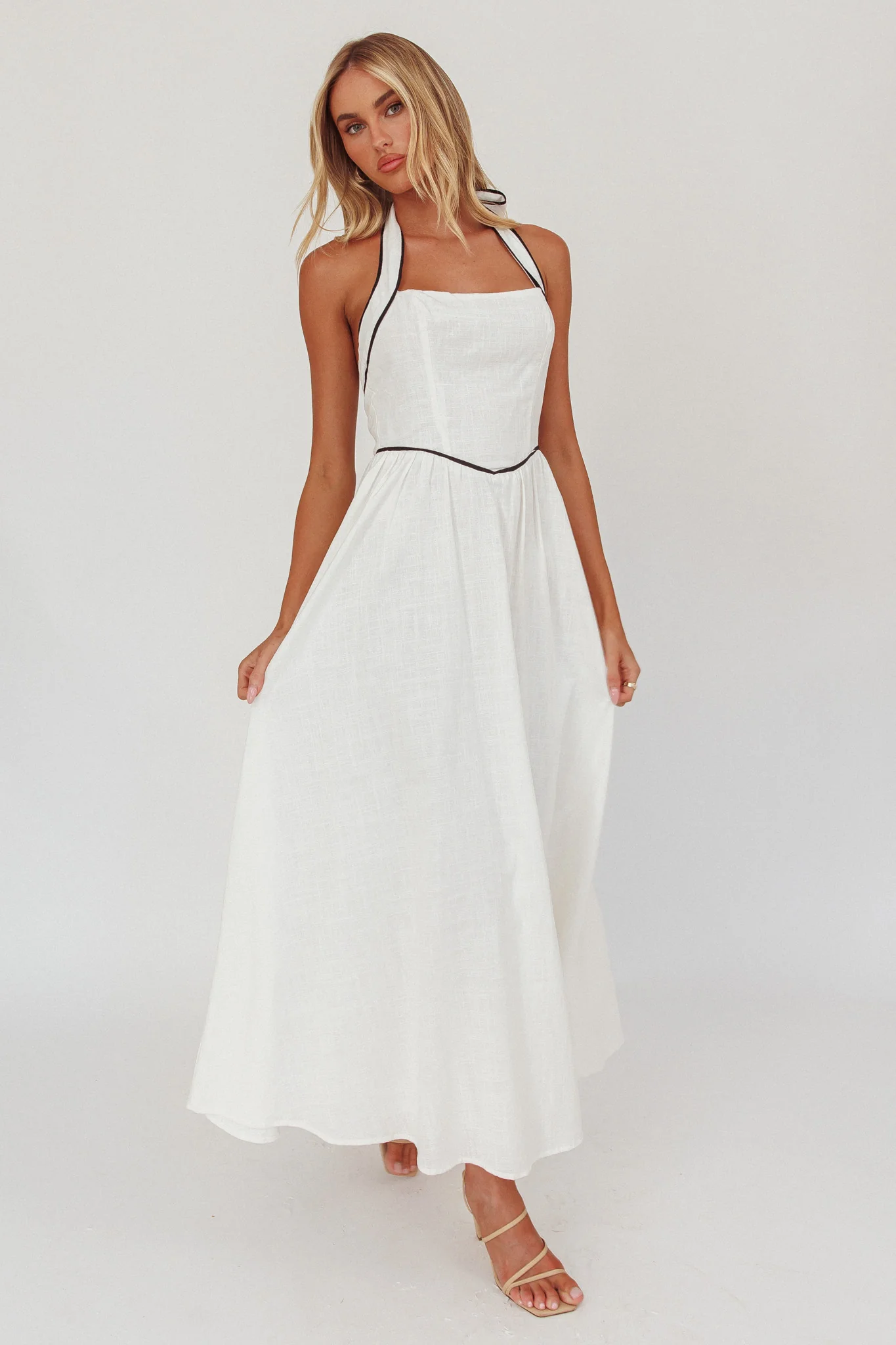 Rune Backless Maxi Dress White - Seraphlike