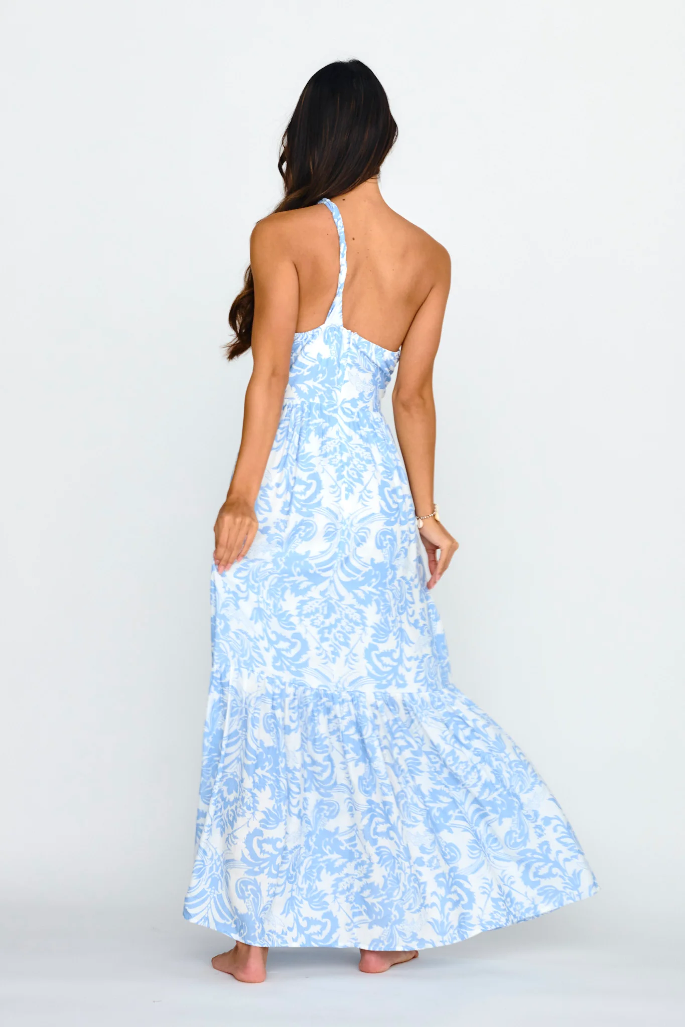 Kamali One-Shoulder Keyhole Maxi Dress Blue - Seraphlike