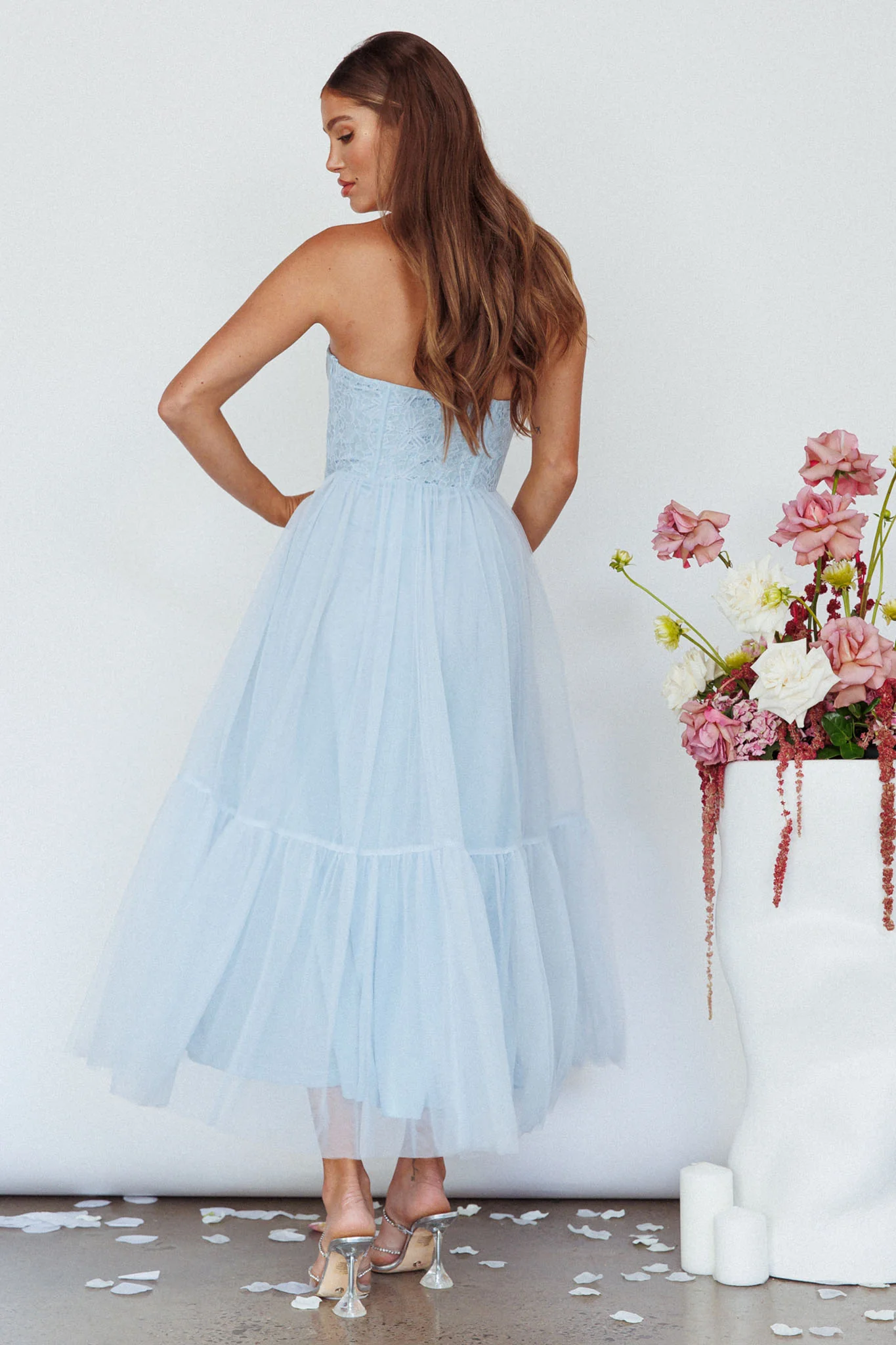 Dancing With Me Sweetheart Tulle Midi Dress Blue - Seraphlike