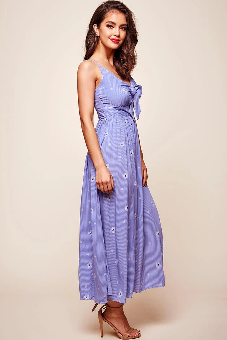 Kiki Thin Stripe Maxi Dress Light Blue - Seraphlike