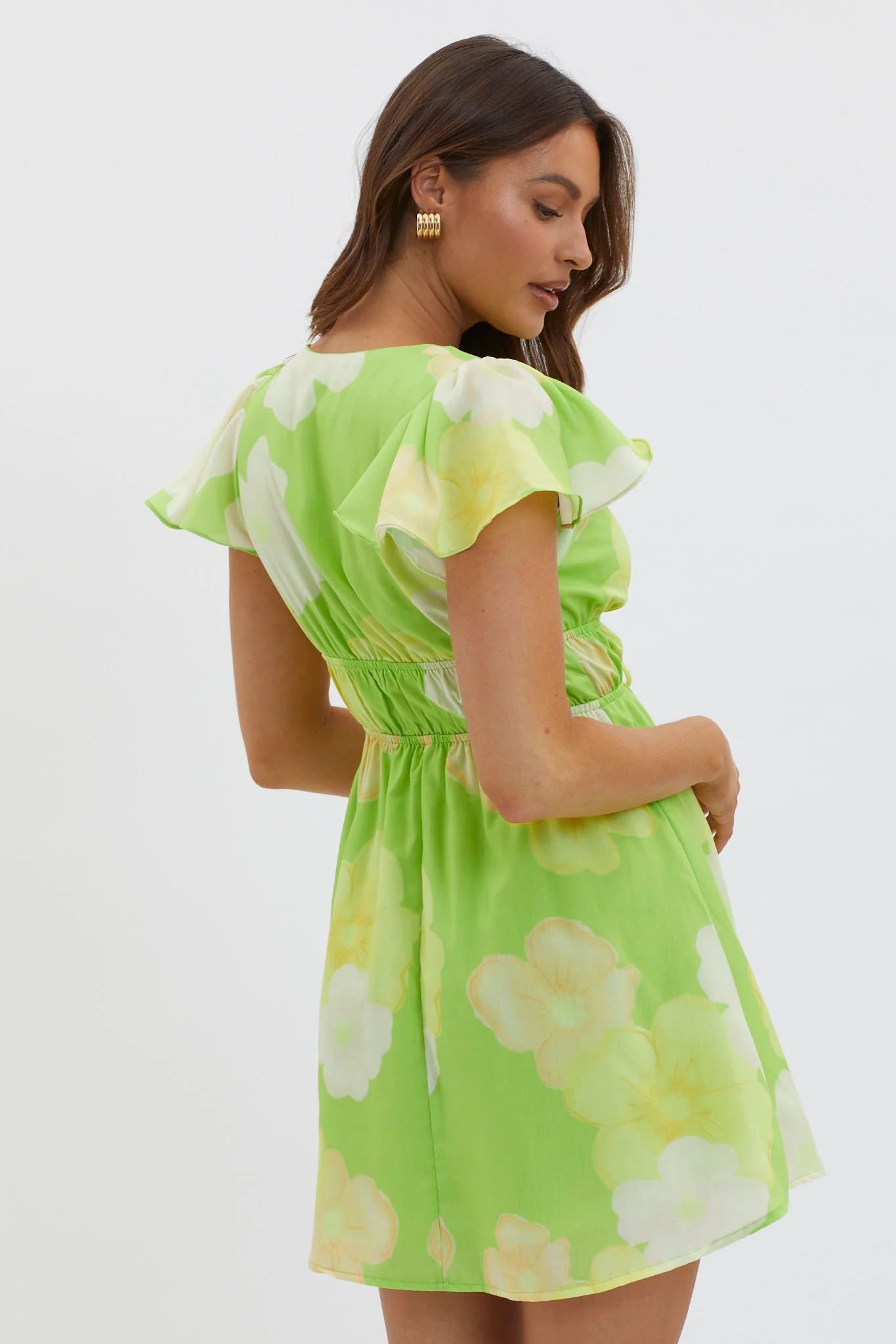 Carnivale Angel Sleeve Mini Dress Floral Yellow - Seraphlike