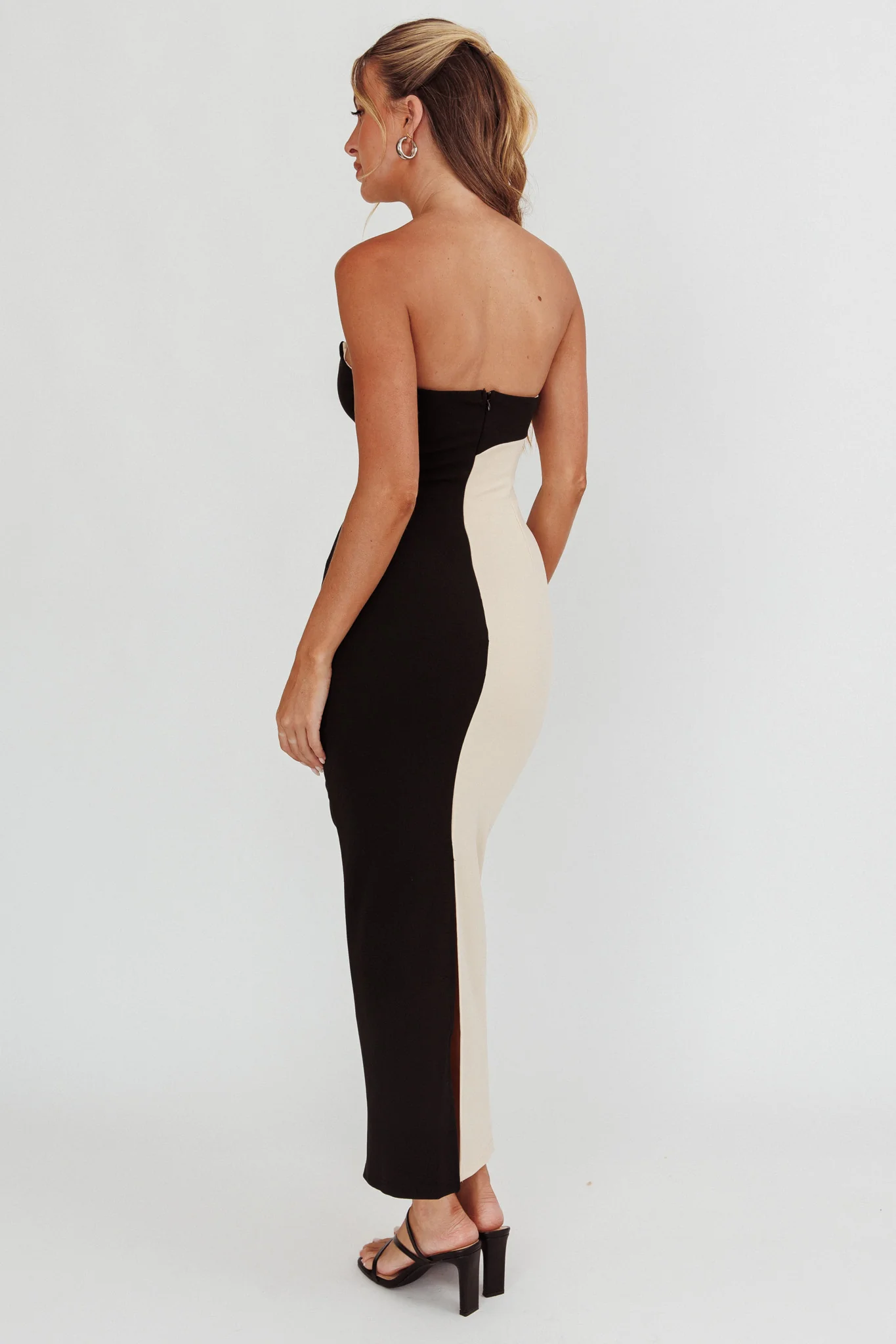 Regent Strapless Maxi Dress Black/Beige - Seraphlike