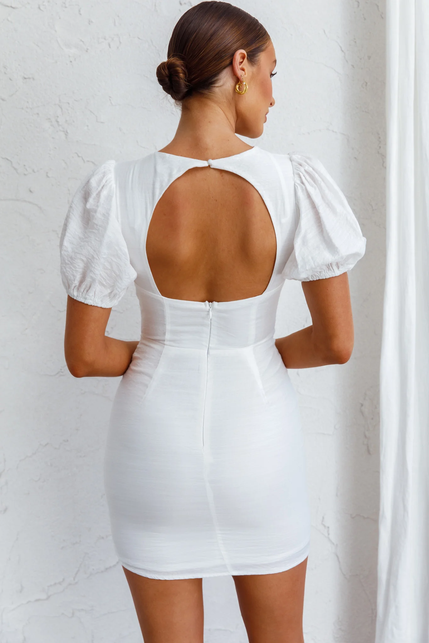 Aylina Scalloped Lace Mini Dress White - Seraphlike