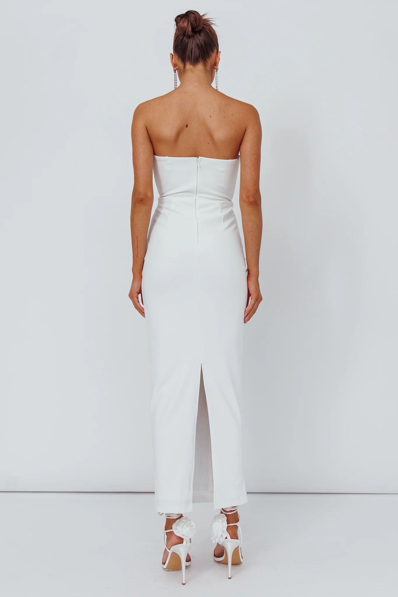 Deonne Twist Waist Midi Dress White - Seraphlike