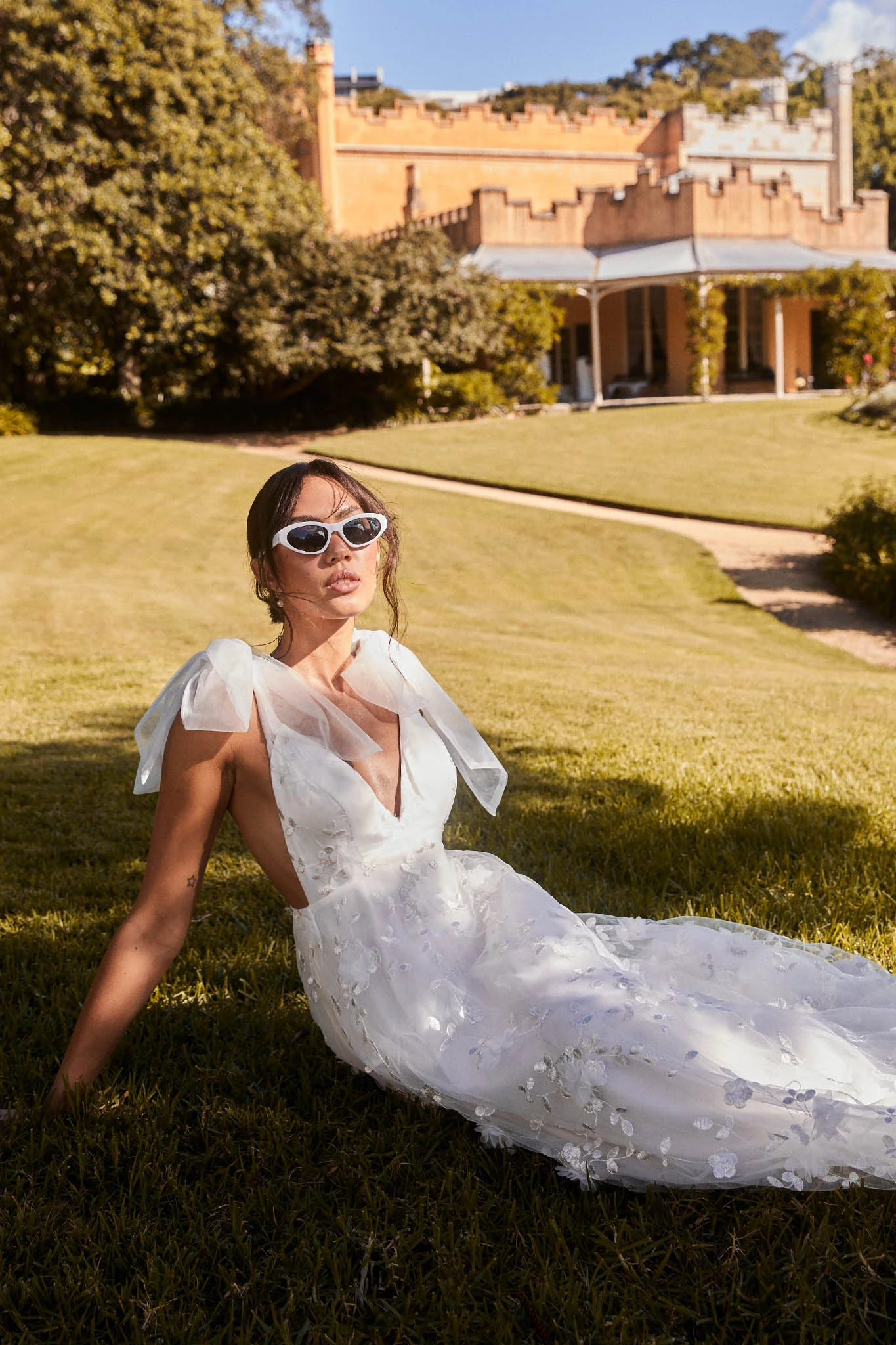 Chantilly Tied Shoulder Maxi Dress White - Seraphlike