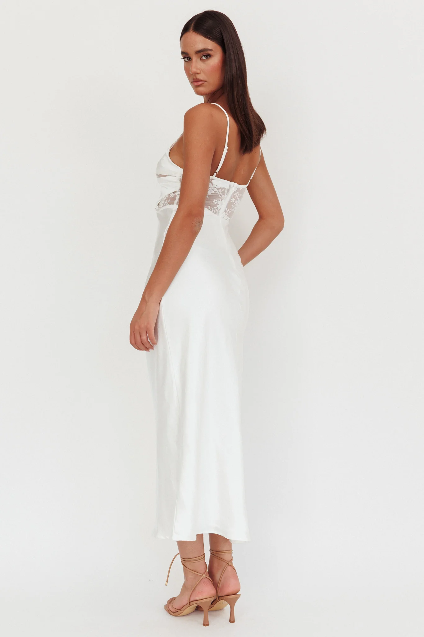 Impressions Lace Bodice Maxi Dress White - Seraphlike