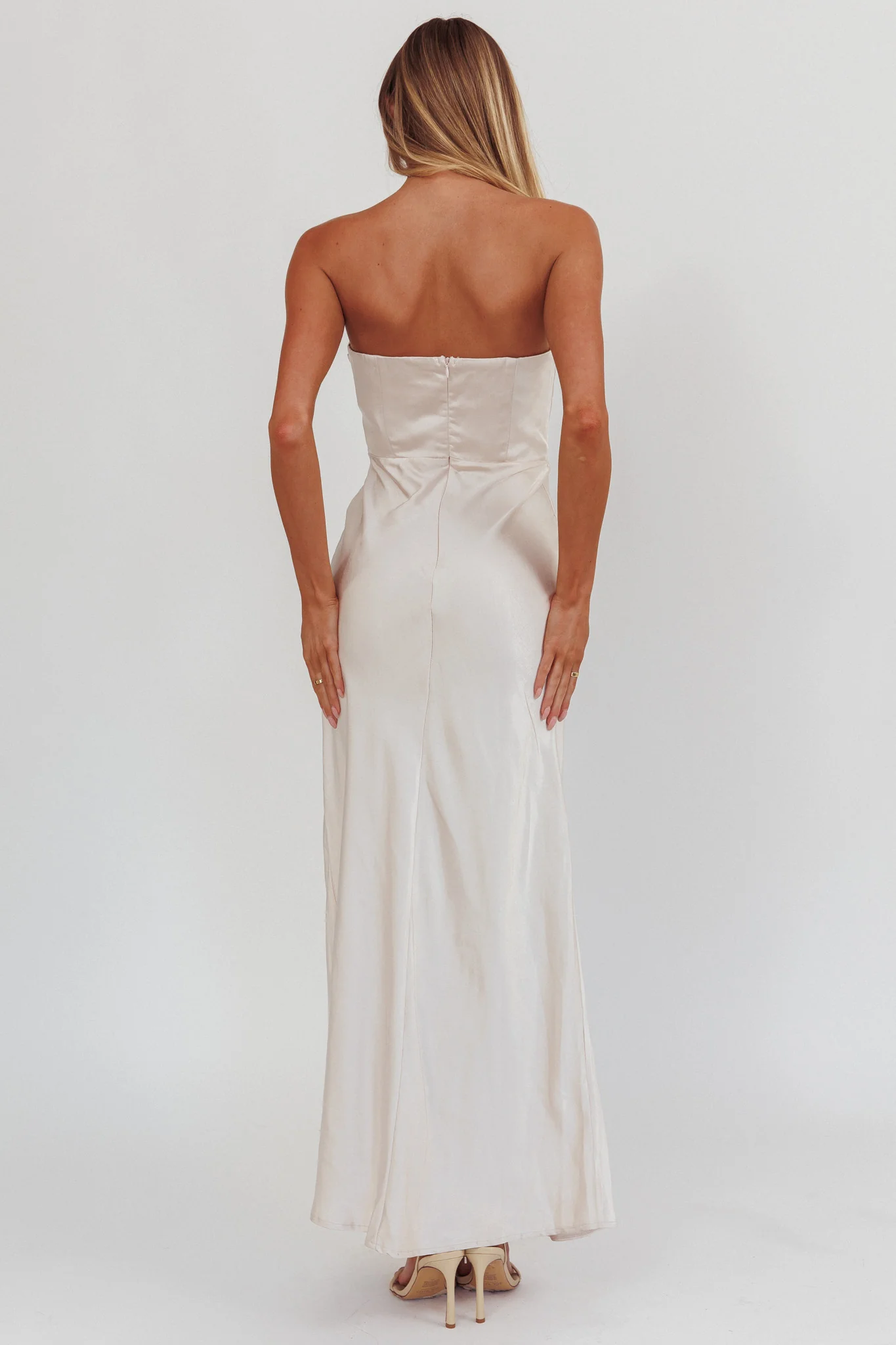 City Of Stars Strapless Maxi Dress Champagne - Seraphlike