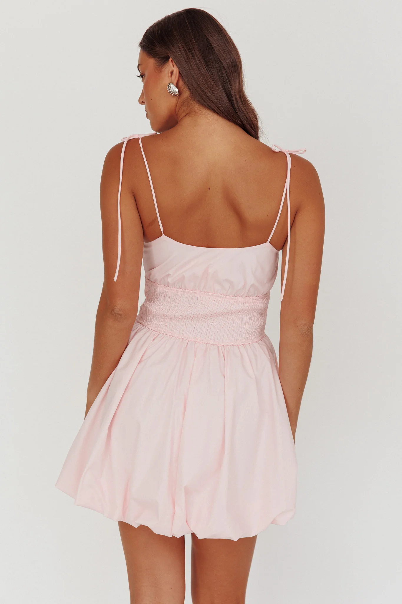 Like Art Tied Shoulder Bubble Mini Dress Pink - Seraphlike