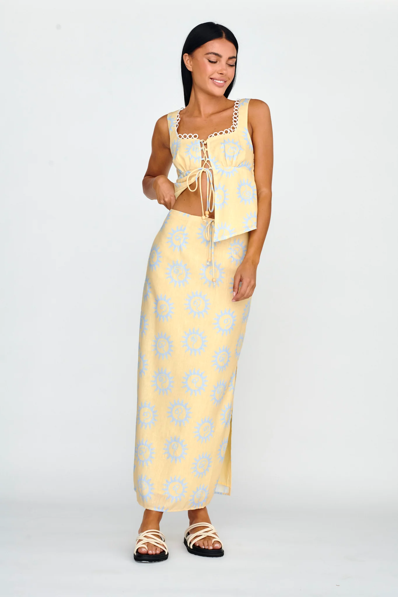 Sun Days Midi Skirt Sun Lemon - Seraphlike