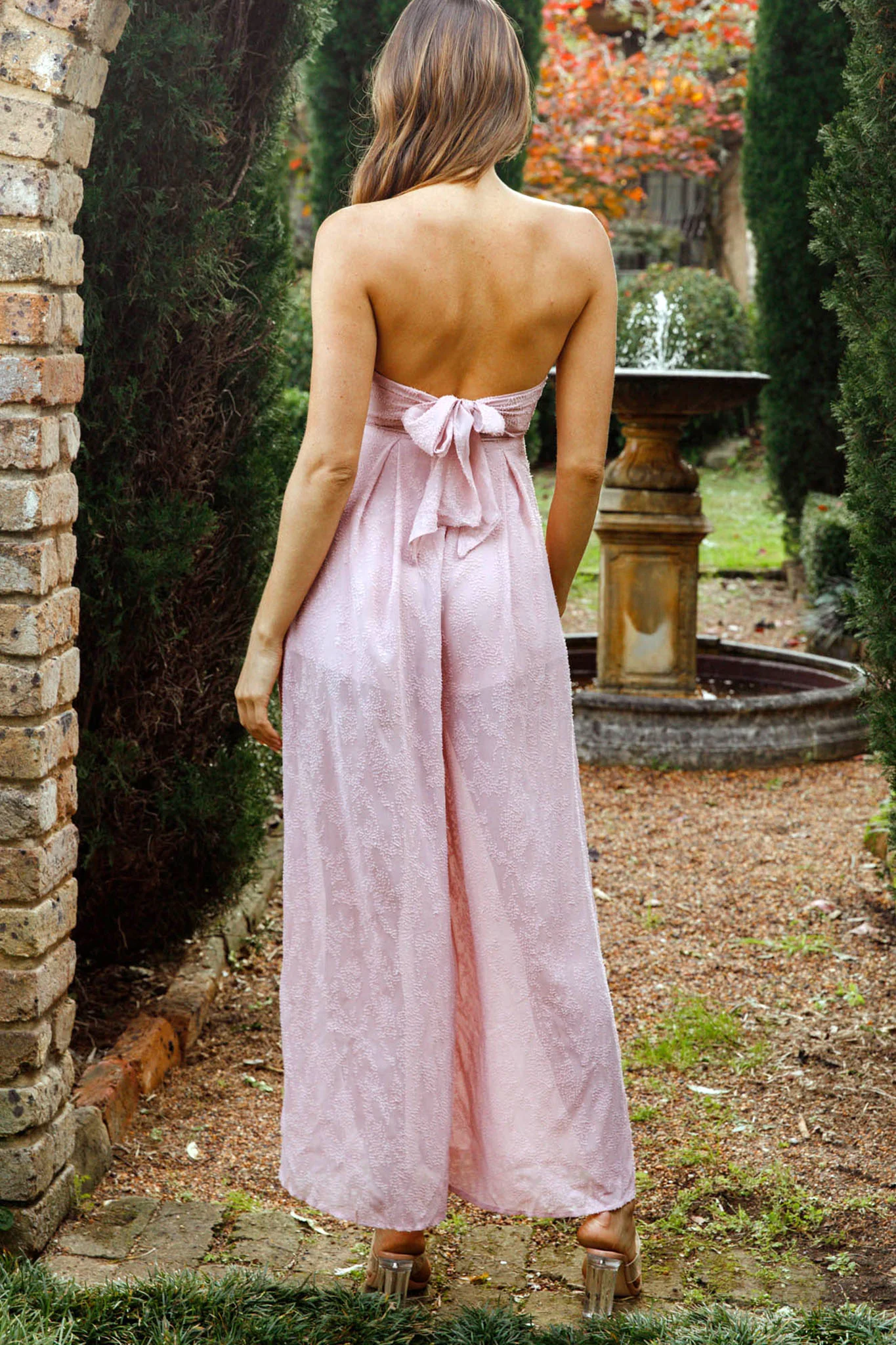 La Galerie Pintuck Pleat Bandeau Jumpsuit Blush - Seraphlike