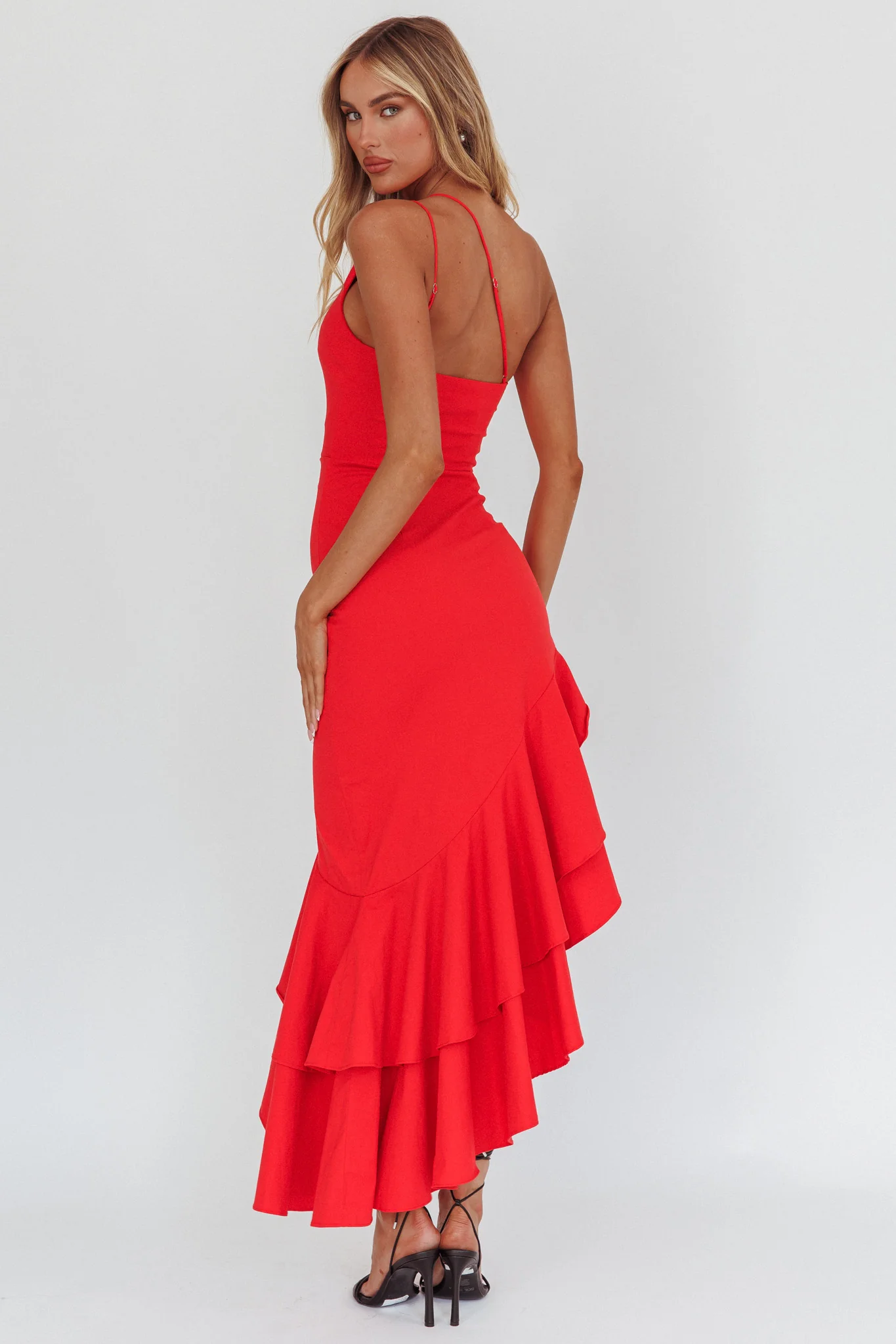 Bold Love One-Shoulder Asymmetric Hem Dress Red - Seraphlike