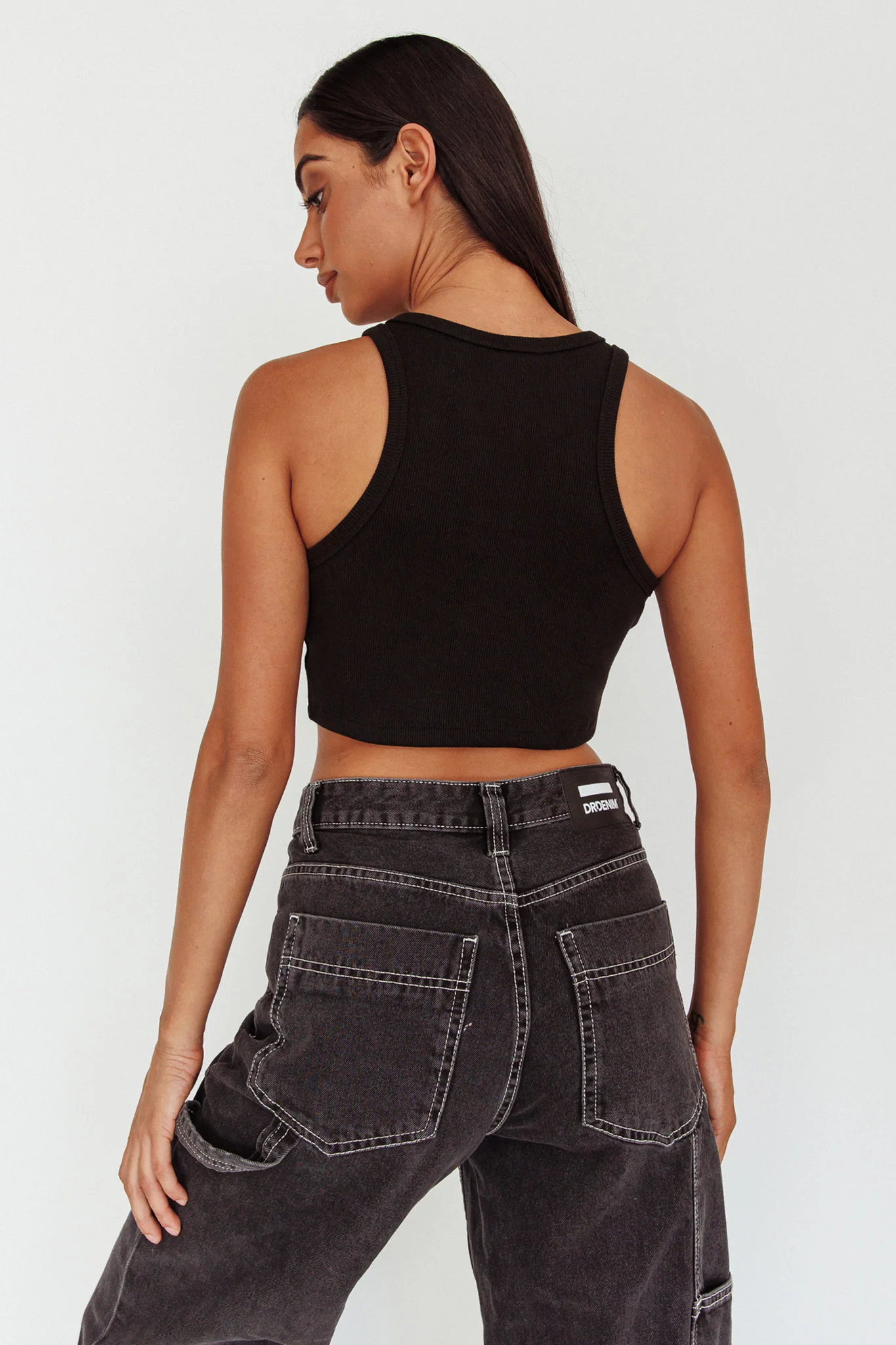 Bryn Racerback Crop Top Black - Seraphlike