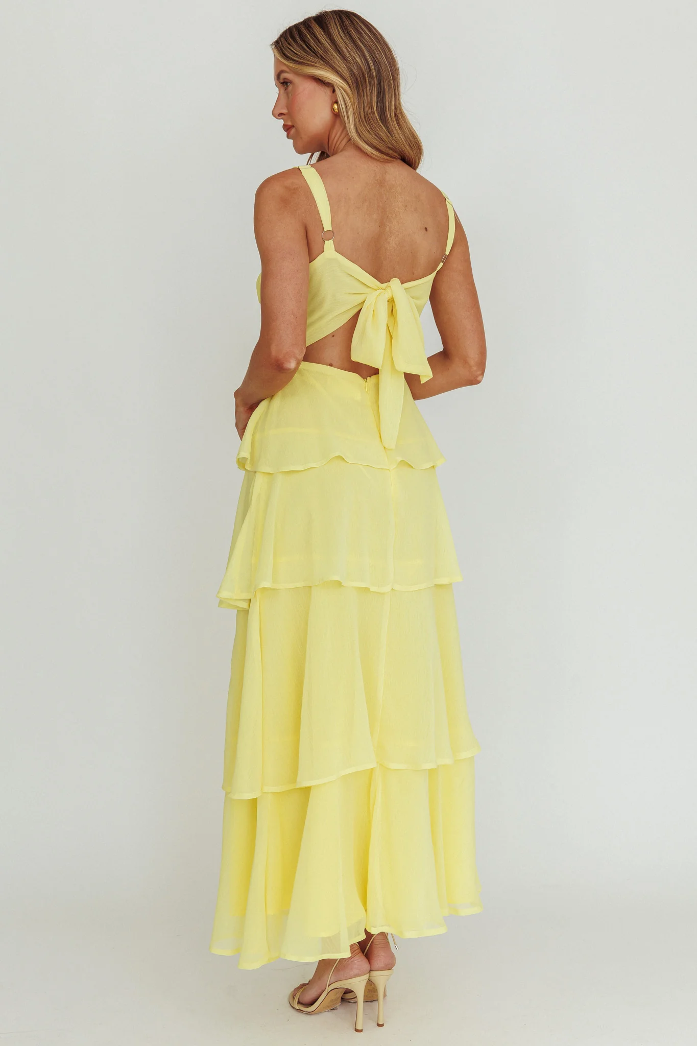 Provence Bloom Tiered Ruffle Maxi Dress Yellow - Seraphlike