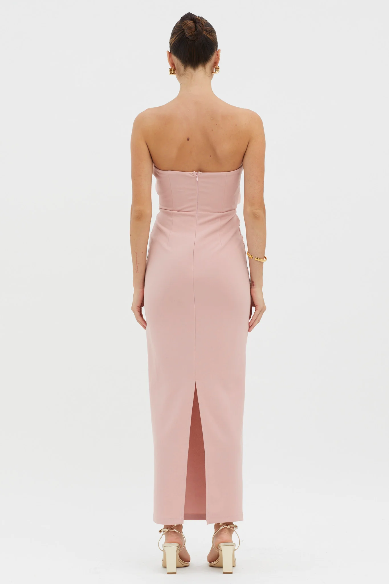 Karaline Strapless Bust Accent Maxi Dress Blush - Seraphlike