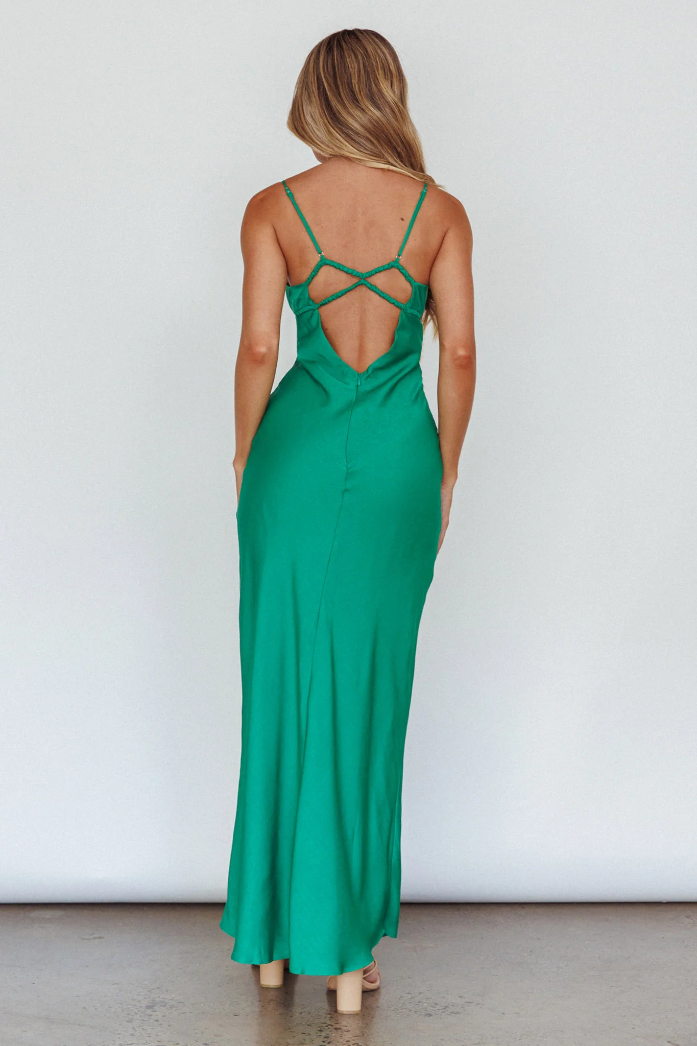 From Above V-Back Midi Dress Forest Green - Seraphlike