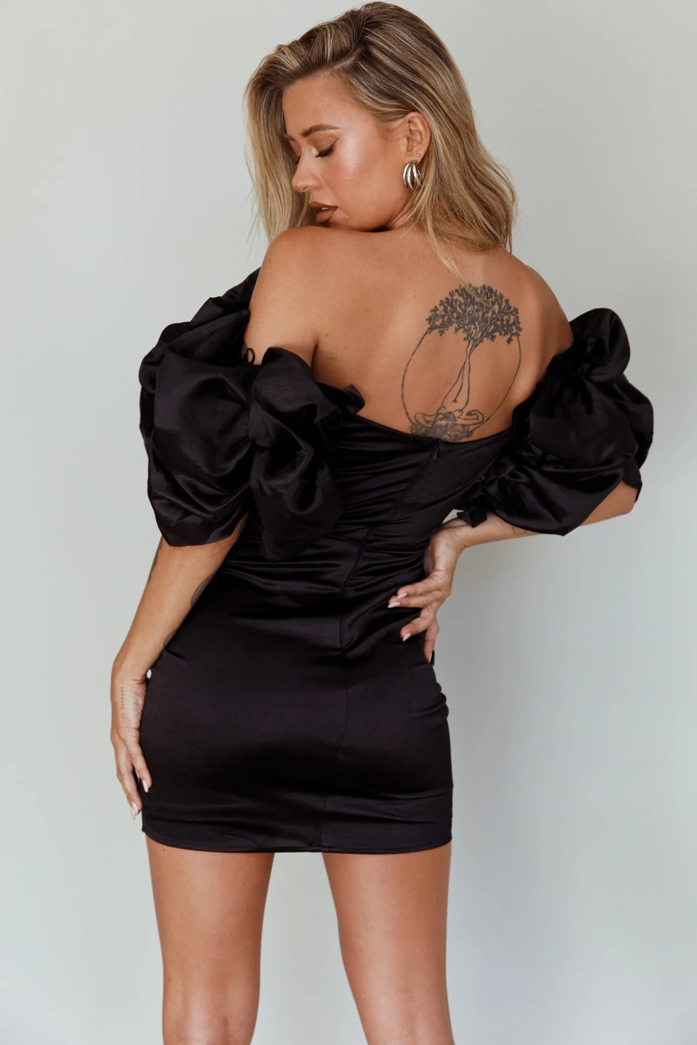 Manhattan Moment Off Shoulder Mini Dress Black - Seraphlike