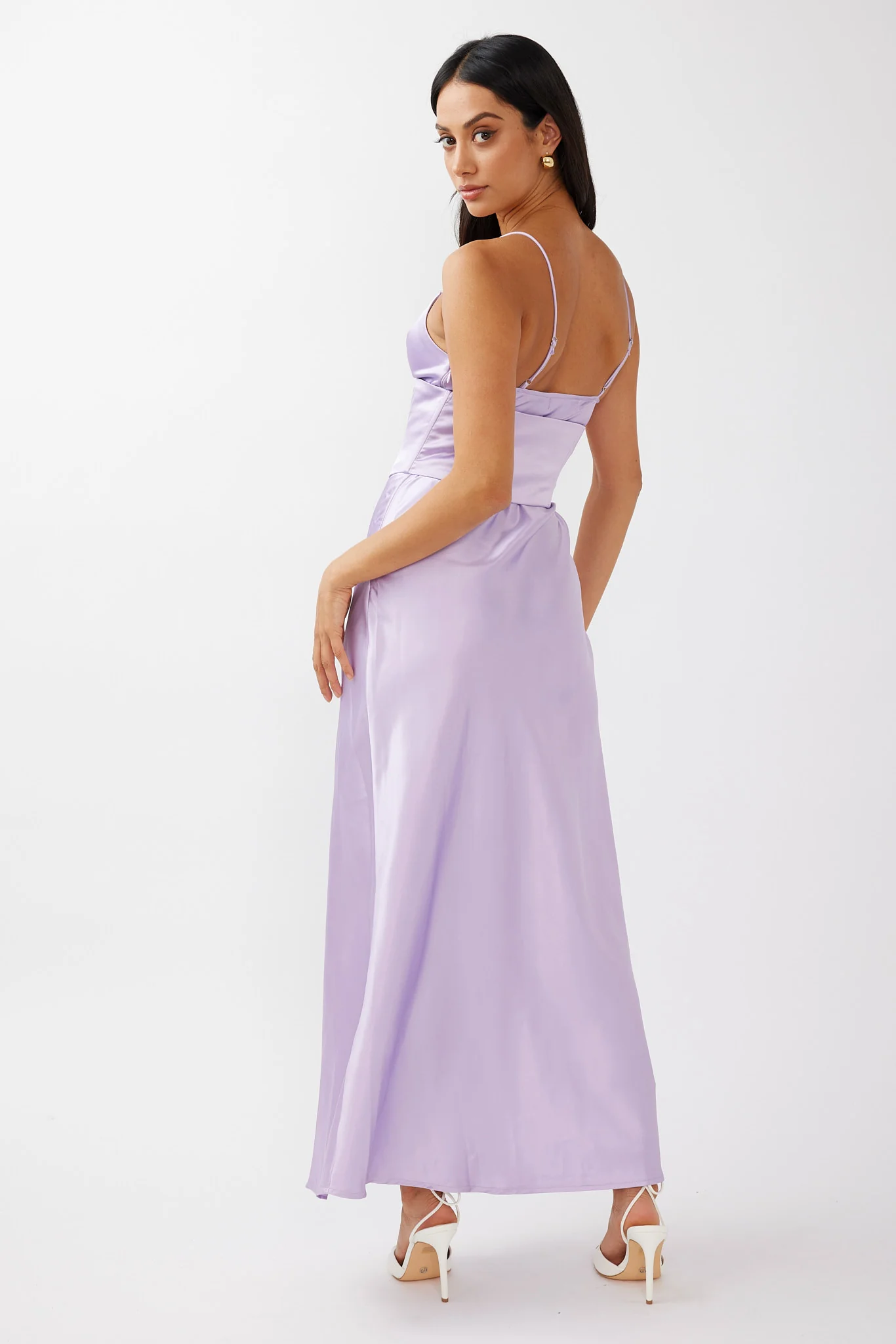 Downtown Cami Strap Corset Waist Dress Lilac - Seraphlike
