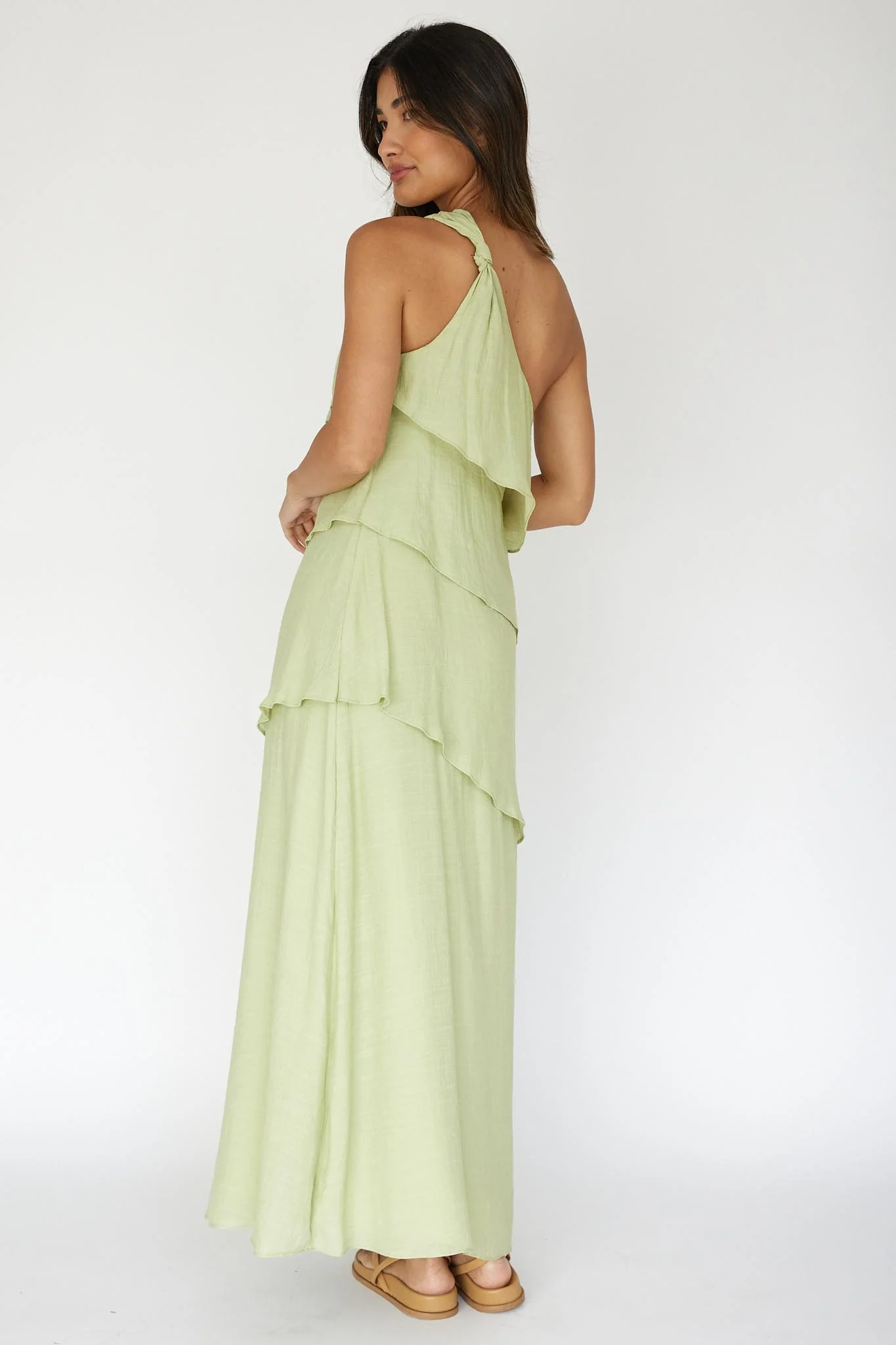 Delwyn One-Shoulder Maxi Dress Sage - Seraphlike