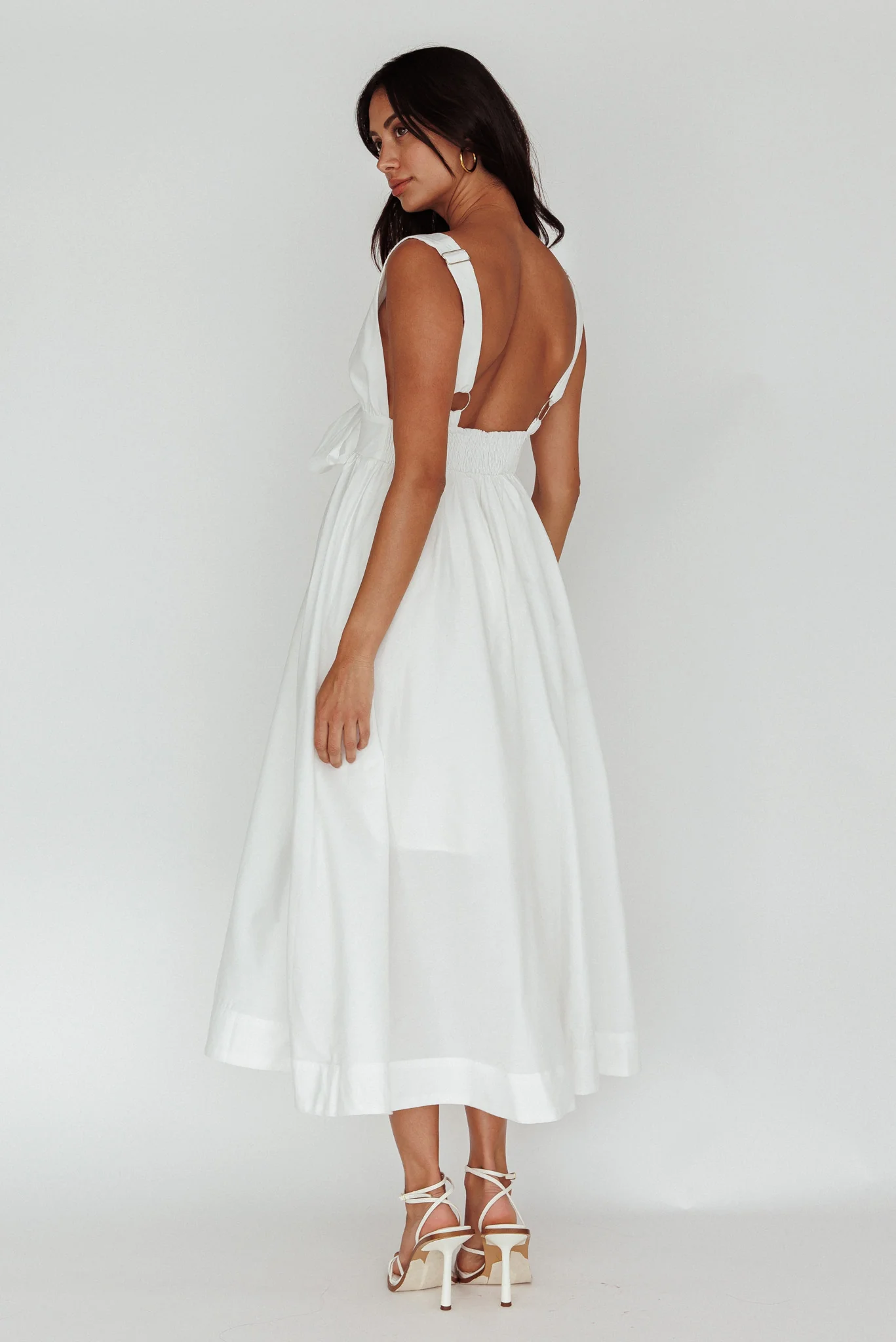 Indira Tied Bust Midi Dress Off White - Seraphlike