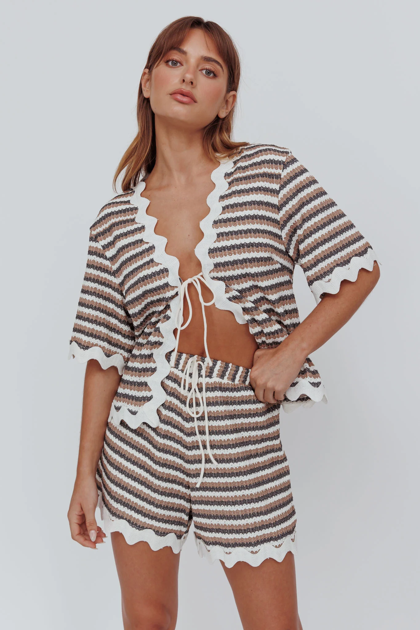 Breakaway Shorts Stripe Mocha - Seraphlike