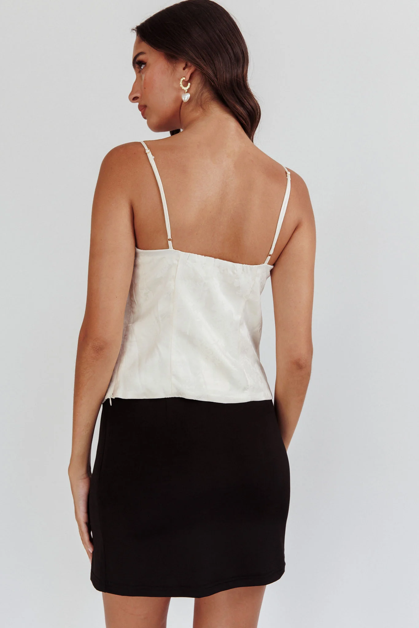 Justina Lace-Up Front Top Ivory - Seraphlike