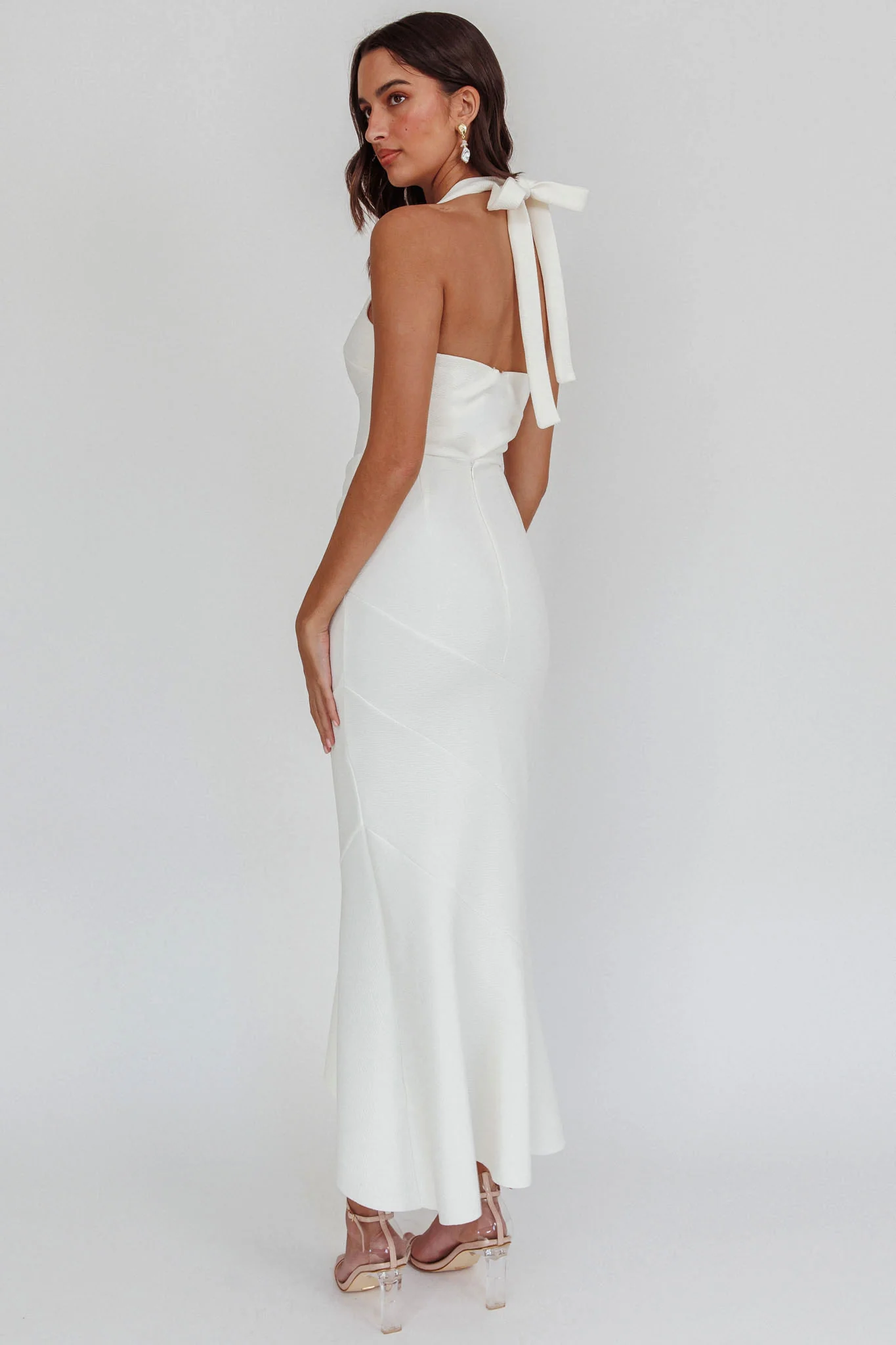 Fire Of Stars Halterneck Midi Dress White - Seraphlike