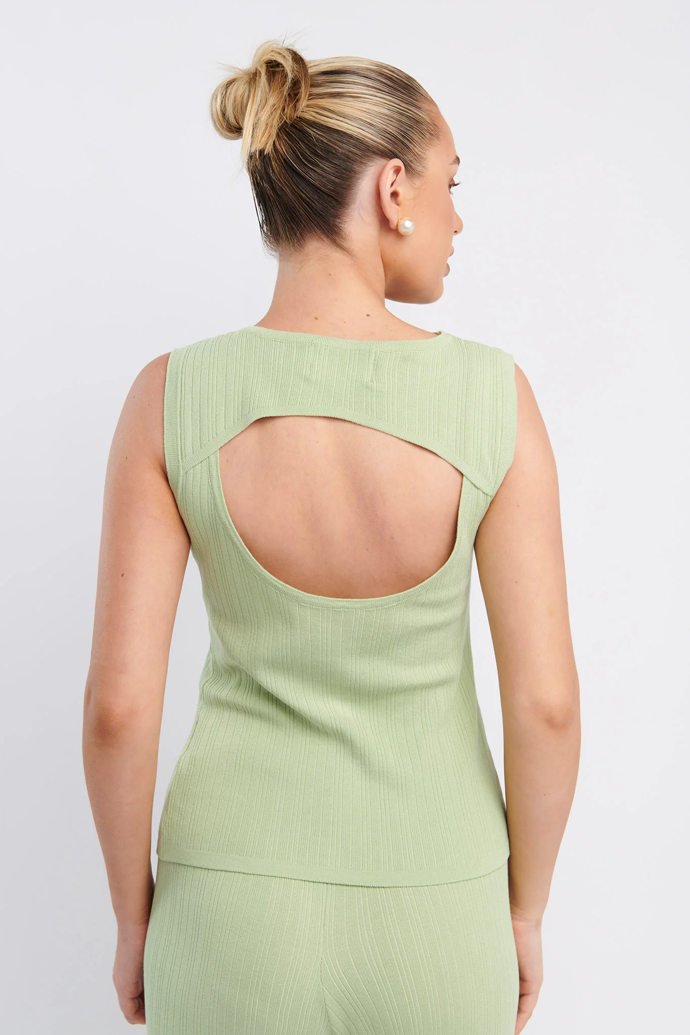 Rossana Twist Neck Sleeveless Keyhole Top Sage - Seraphlike