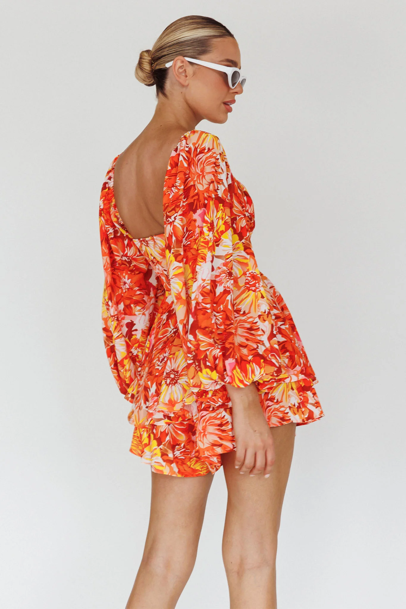 Evanice Shirred Waist Romper Floral Yellow - Seraphlike