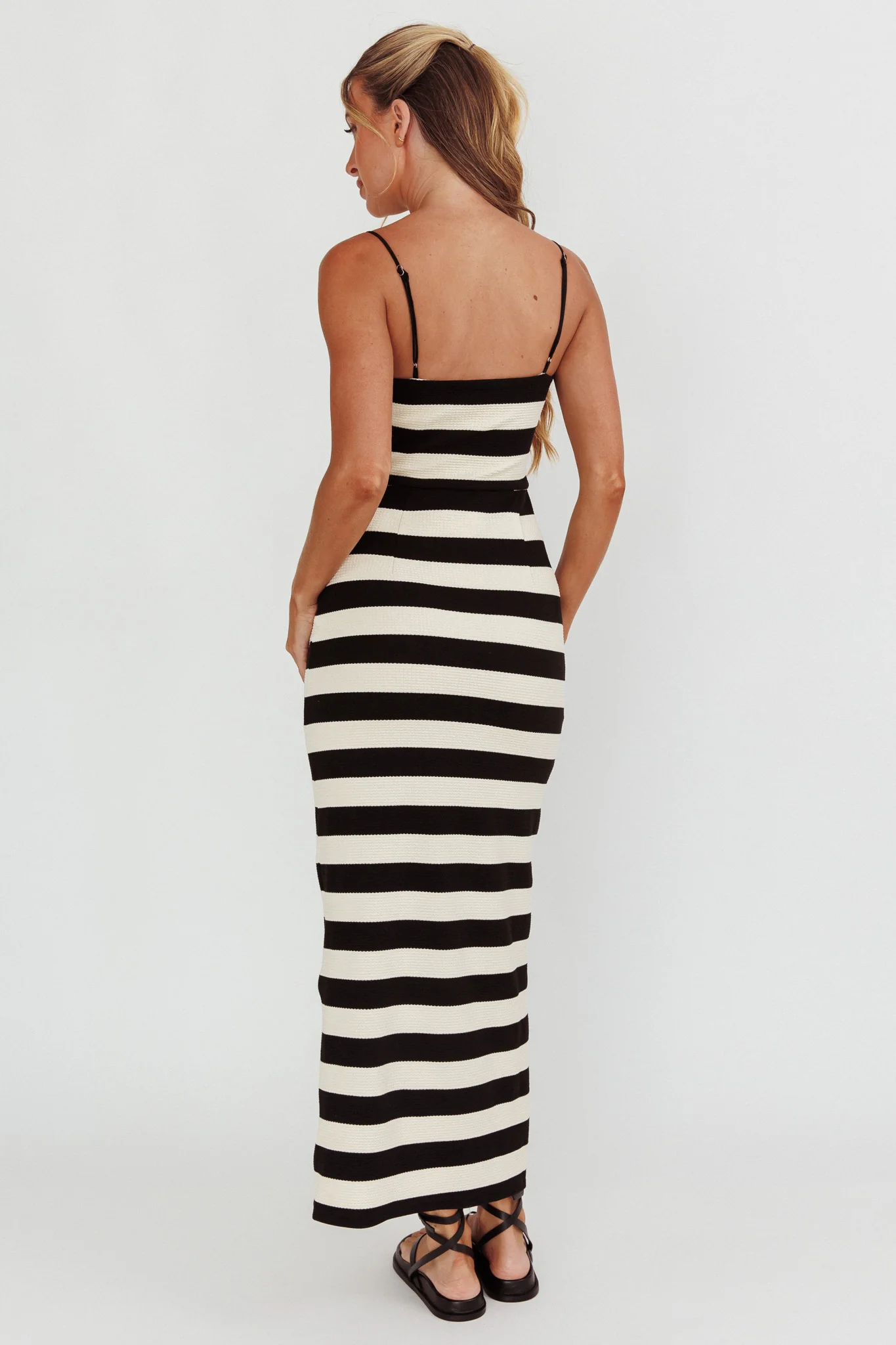 Gracey Cami Strap Maxi Dress Stripe Black - Seraphlike