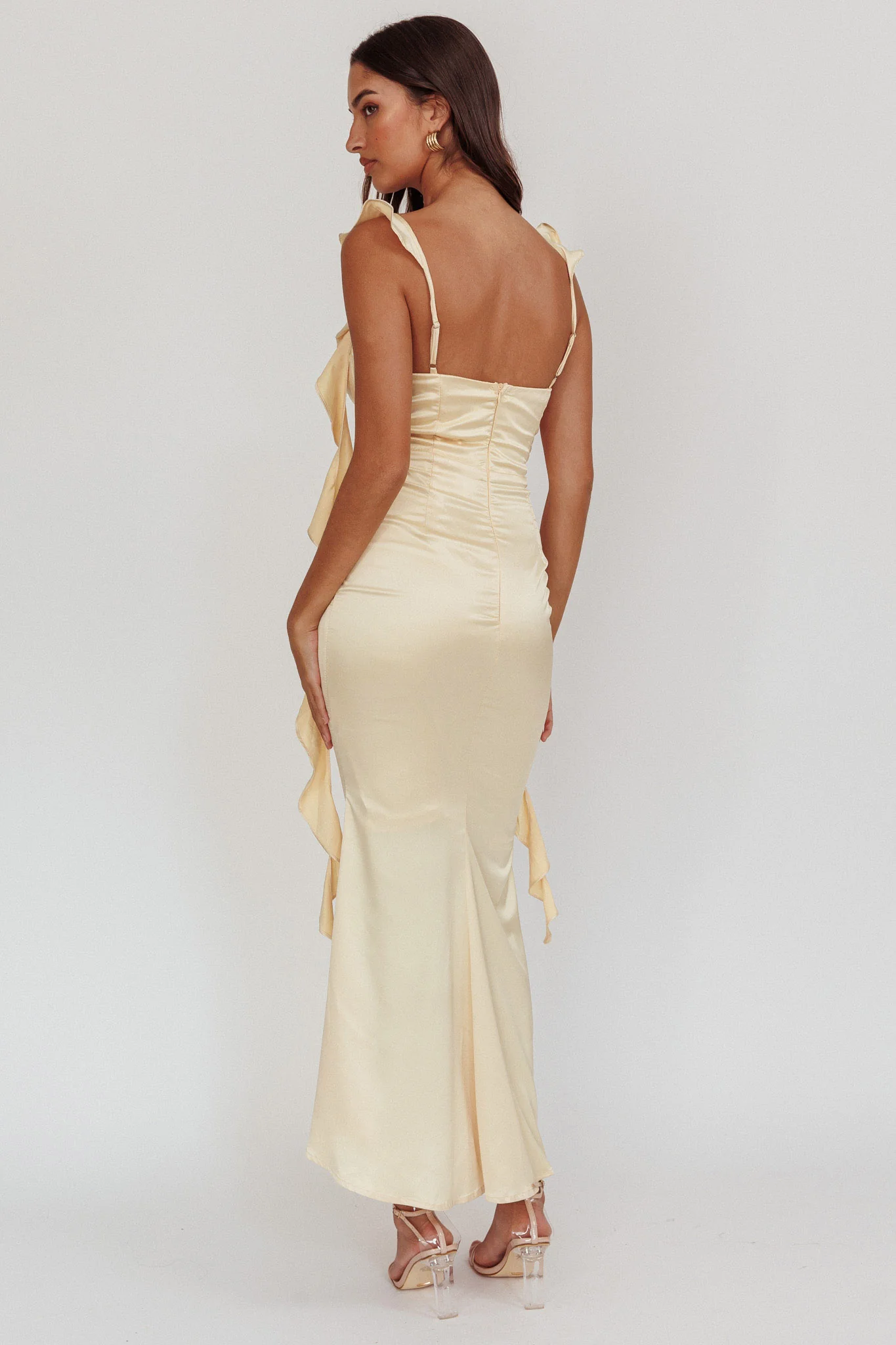 Blushing Ruffle Trim Midi Dress Butter - Seraphlike