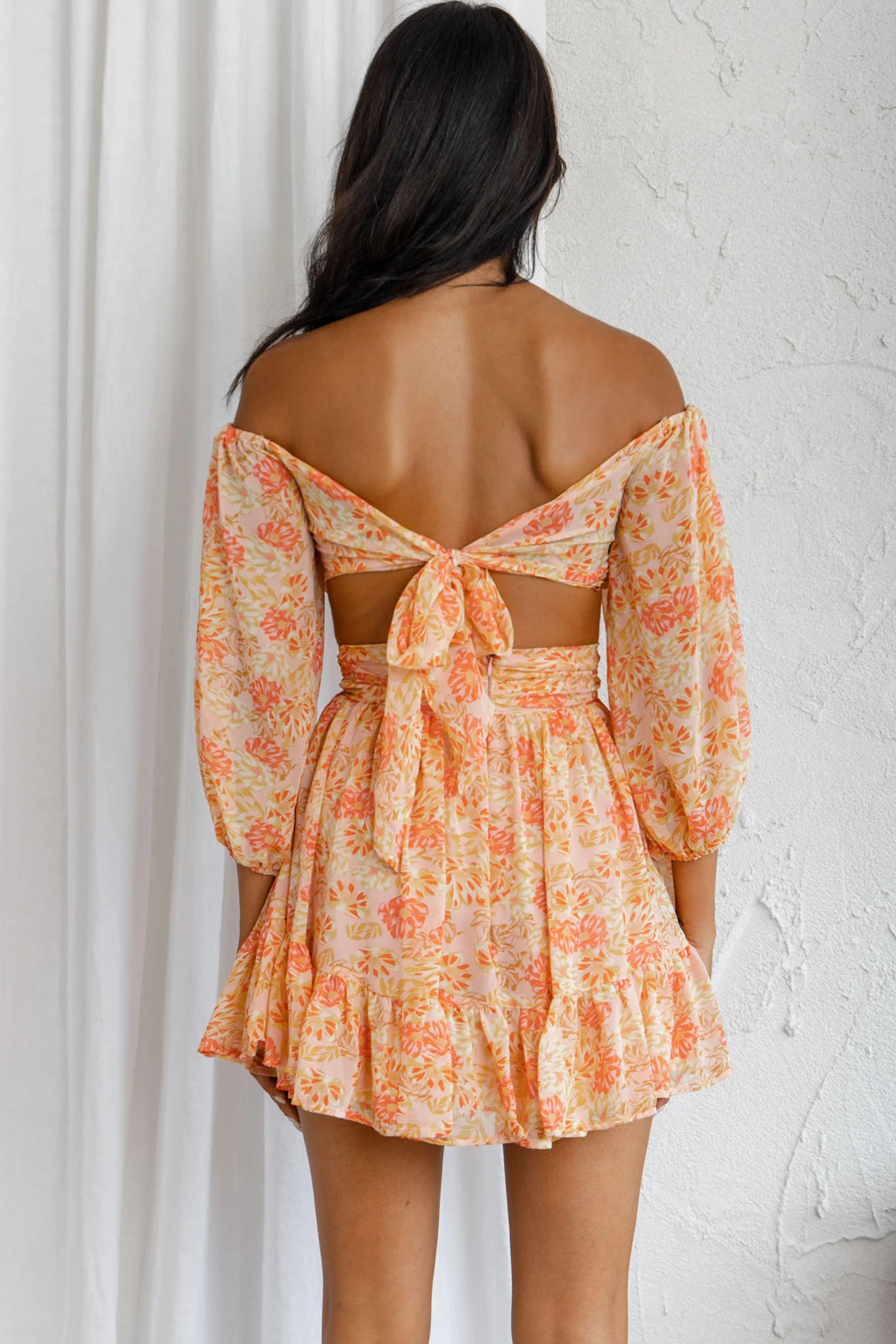 Abby Waistband A-Line Ruffle Hem Skirt Floral Print Pink - Seraphlike