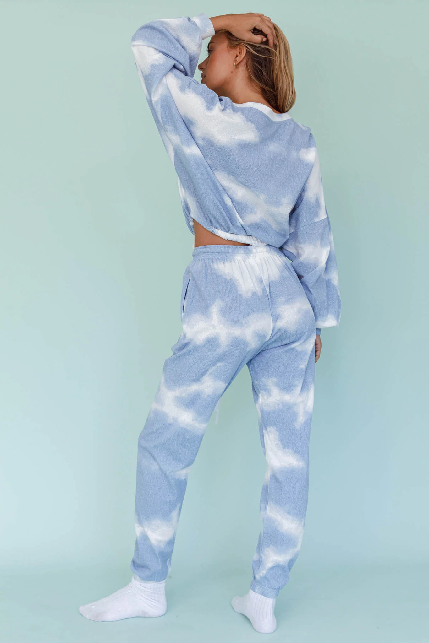 Low Key Drawstring Ribbed Pants Blue - Seraphlike