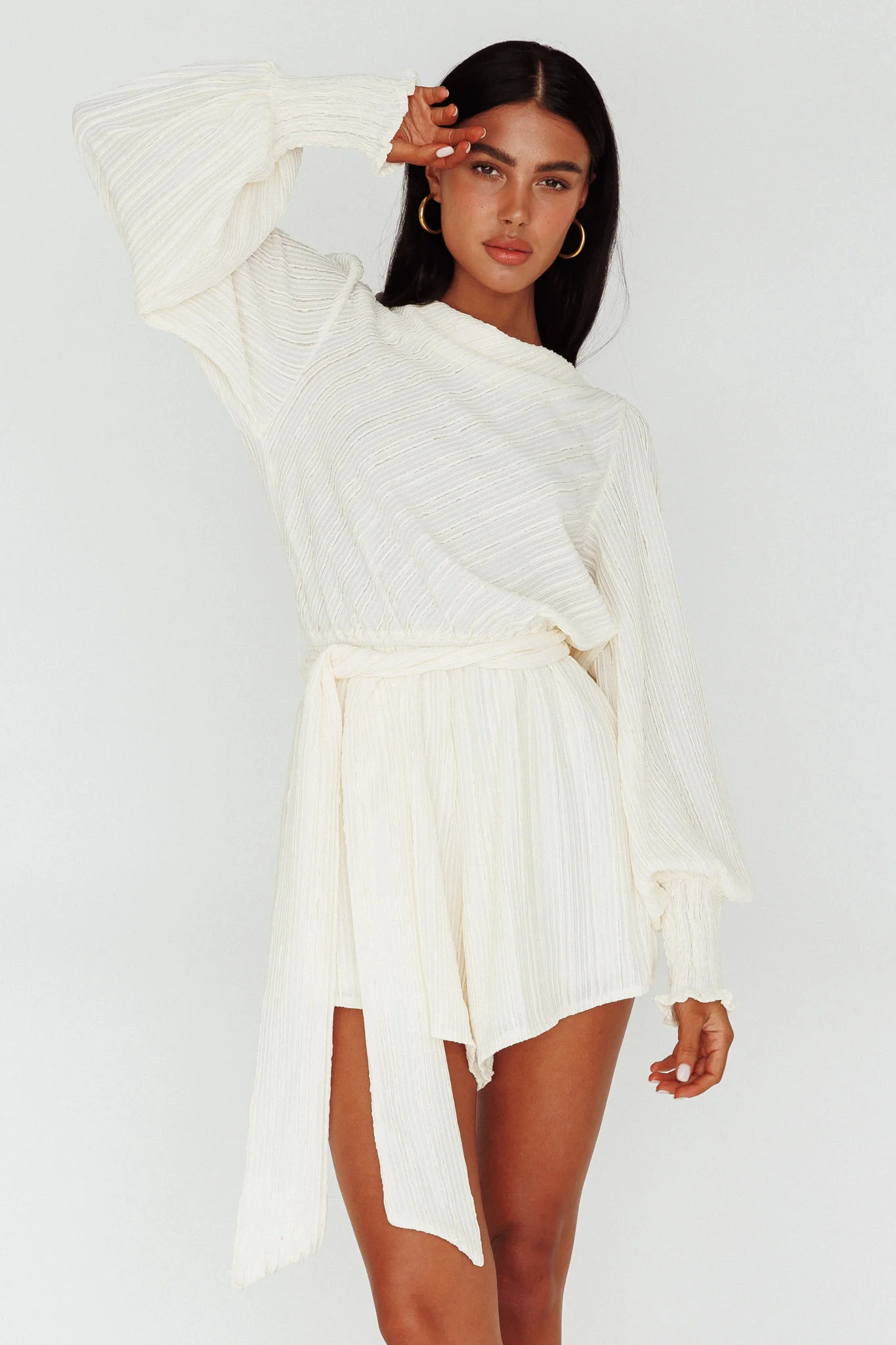 Summer Lover Long Sleeve Romper Cream - Seraphlike