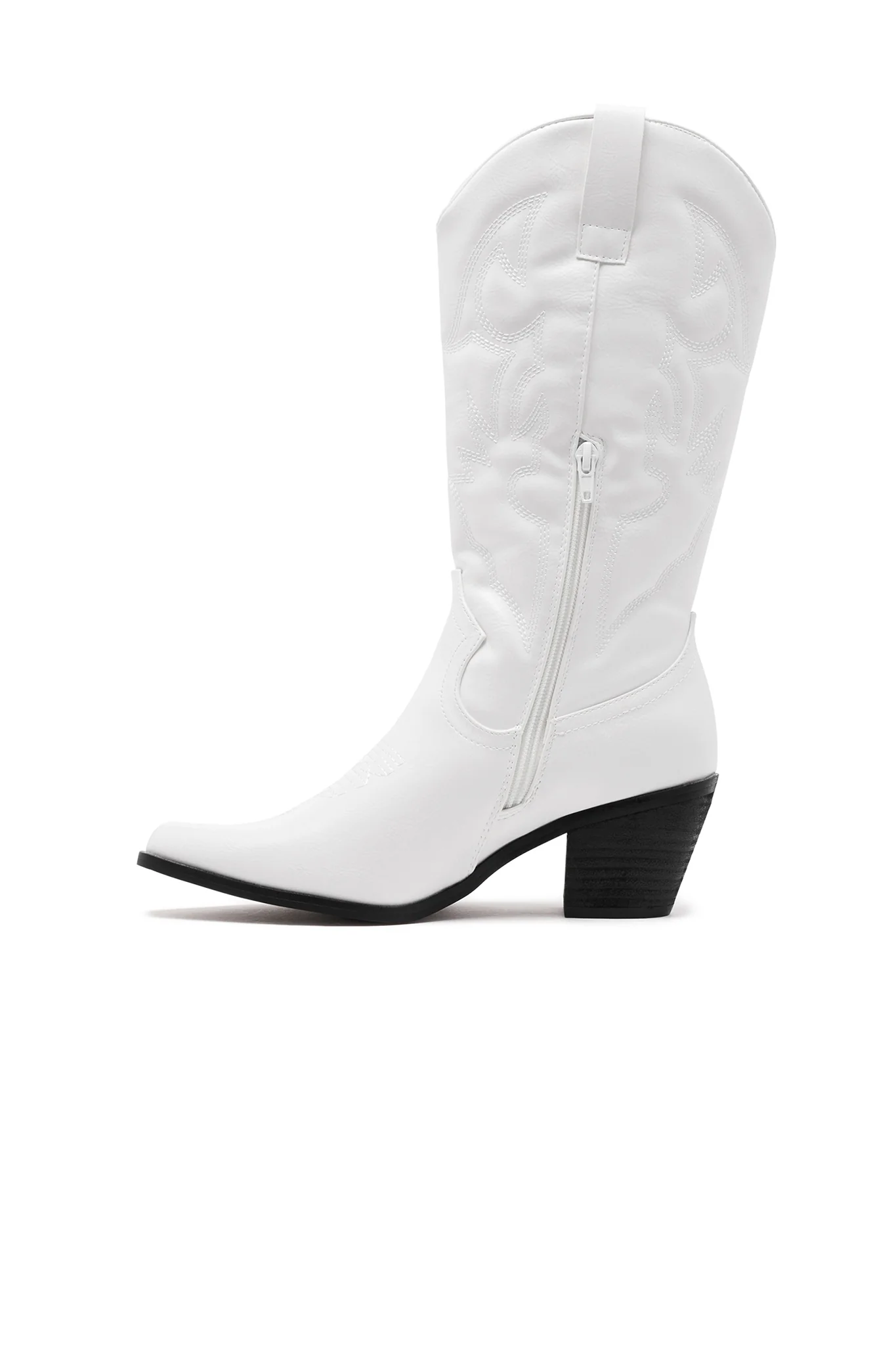 THERAPY Clayton Cowboy Boot White Faux Suede - Seraphlike