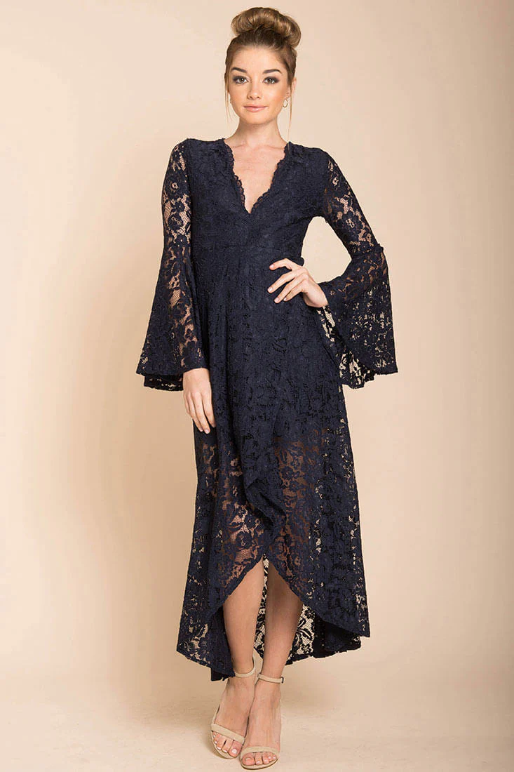Aviva Gypsy Glam Maxi Dress Navy - Seraphlike