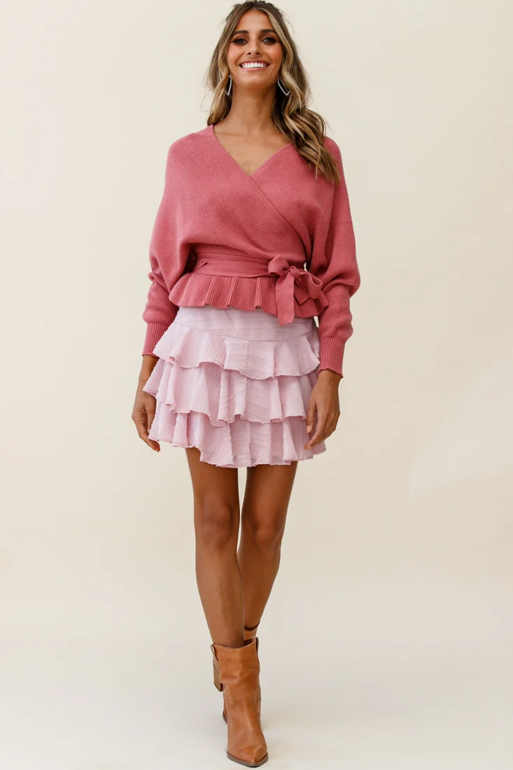 Amara Long Sleeve Knit Top Rose - Seraphlike
