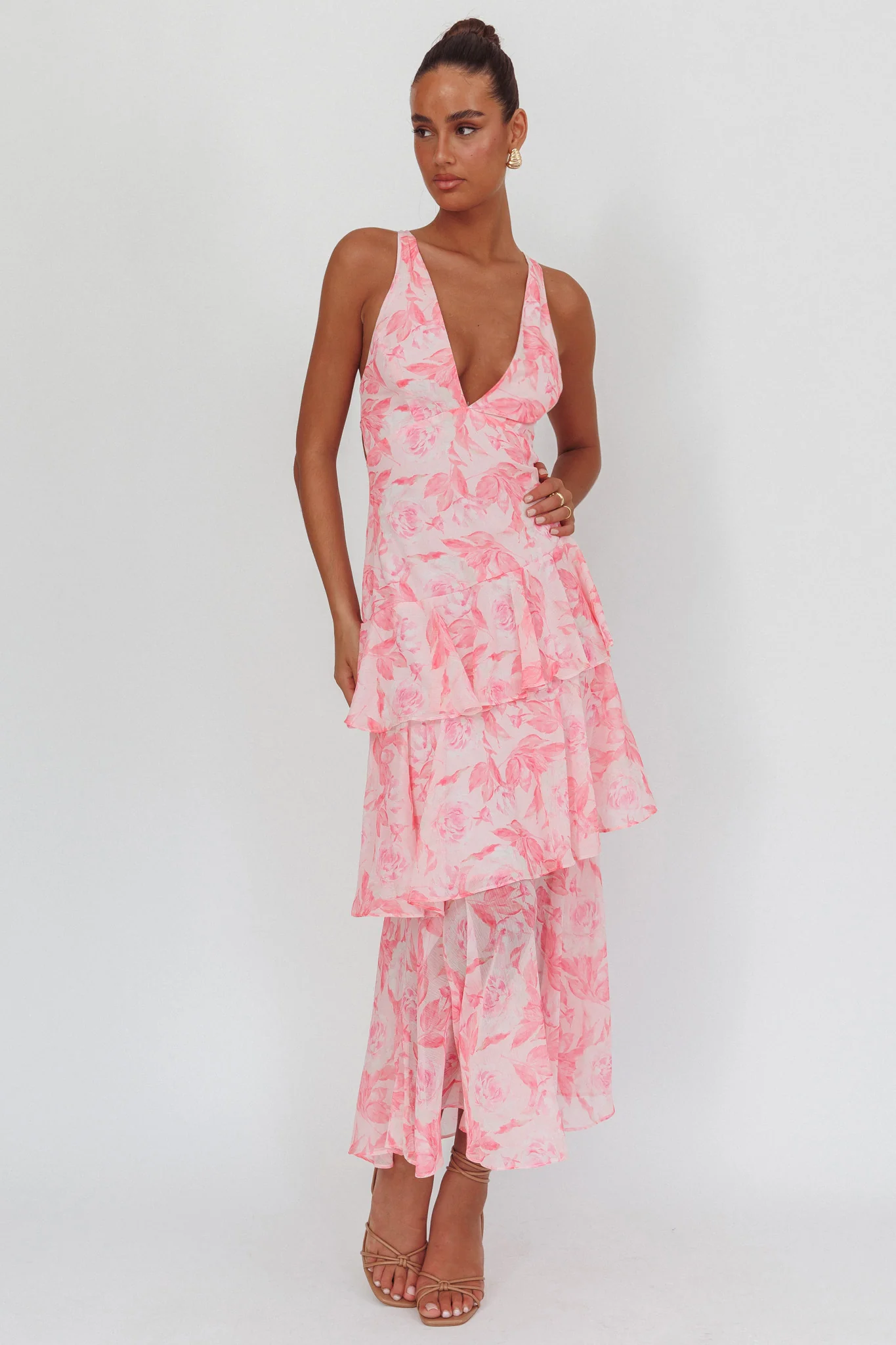 Veda Strappy Back Maxi Dress Floral Pink - Seraphlike