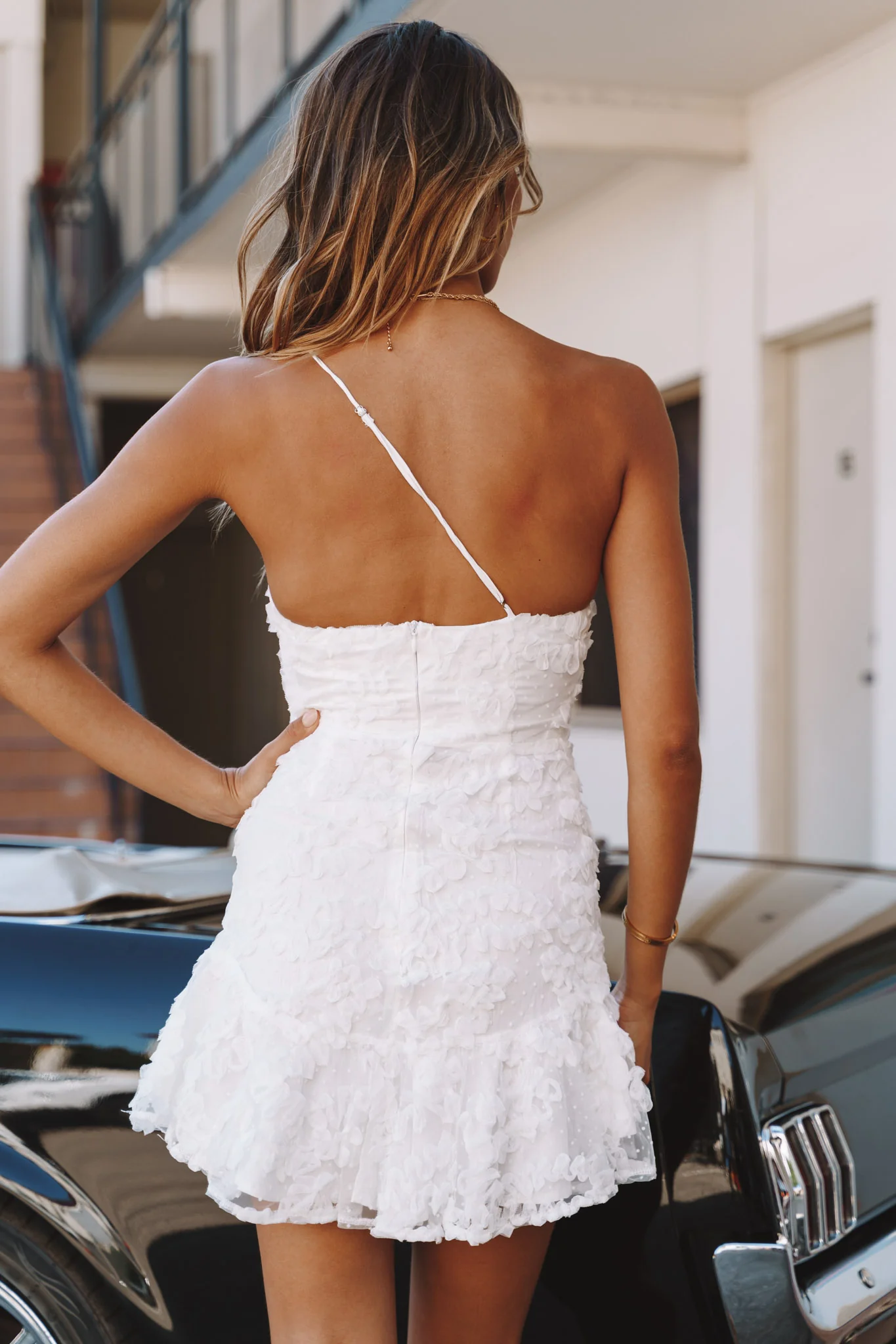 Lilah One Shoulder Embellished Dress White - Seraphlike