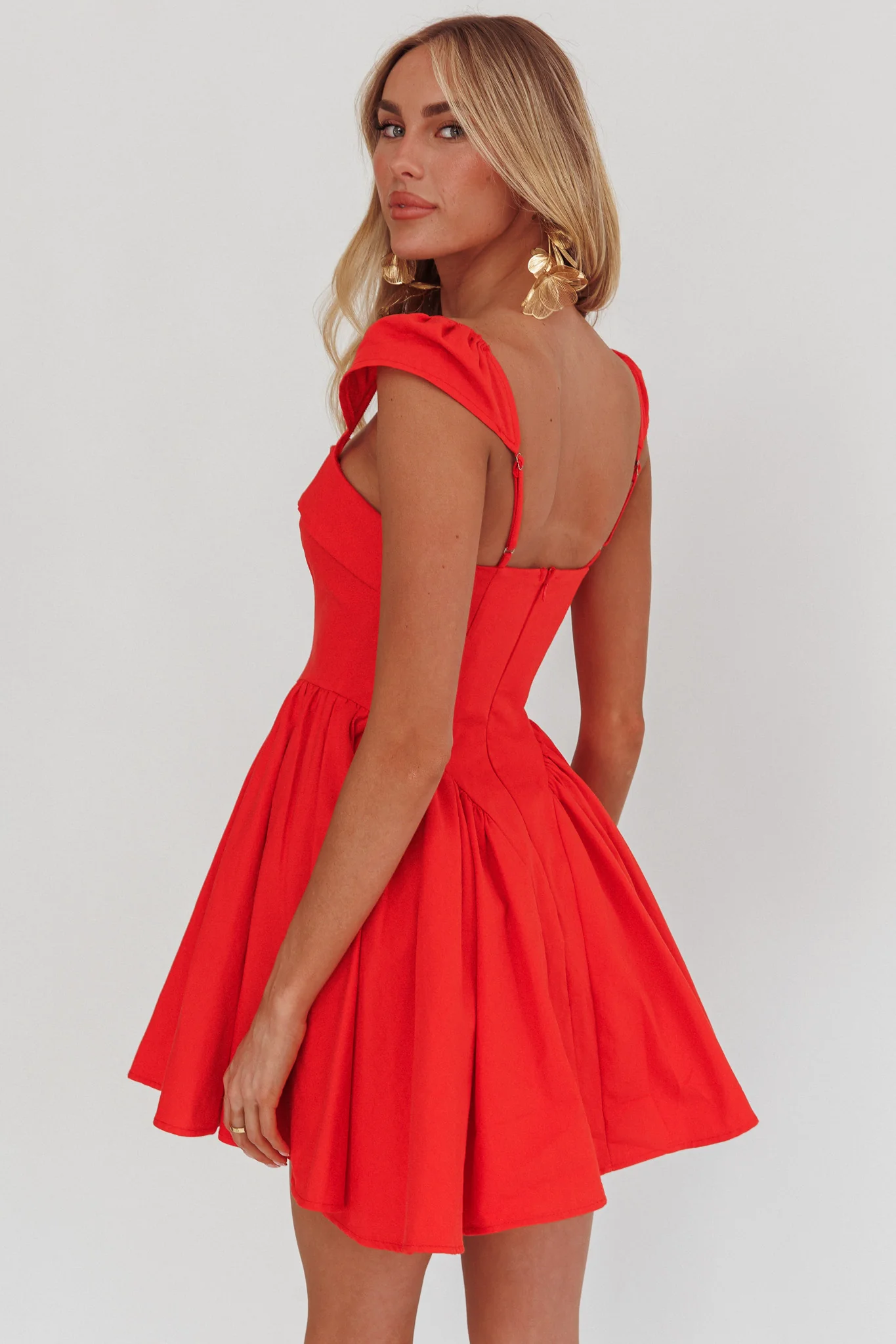 Morning Meadows Button Front Mini Dress Red - Seraphlike