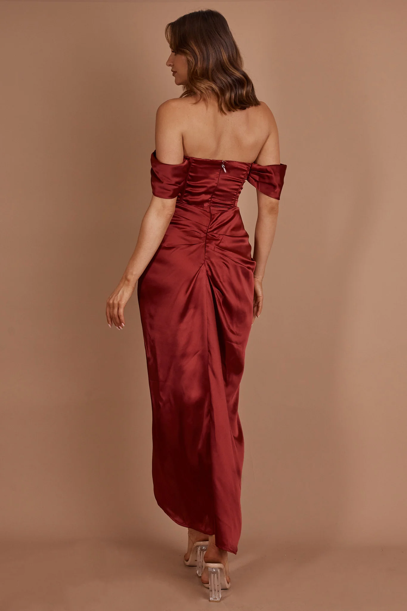 Mariesa Plunging Neckline Dress Red - Seraphlike