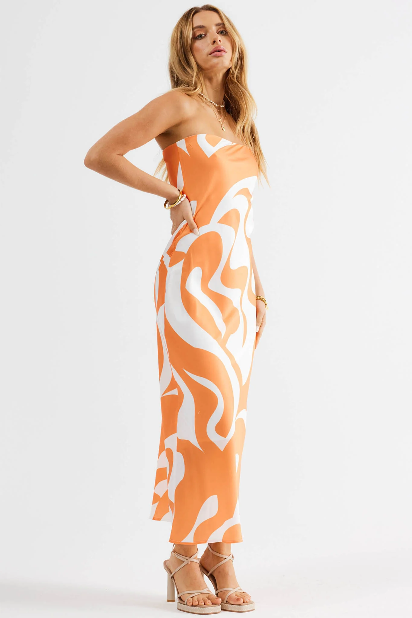 SNDYS Angel Midi Dress Swirl Orange - Seraphlike