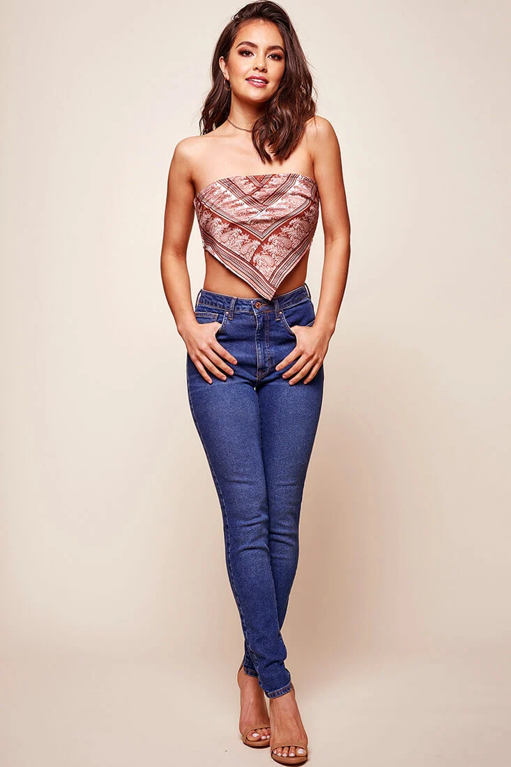 Cherise Handkerchief Bandeau Top Rust - Seraphlike