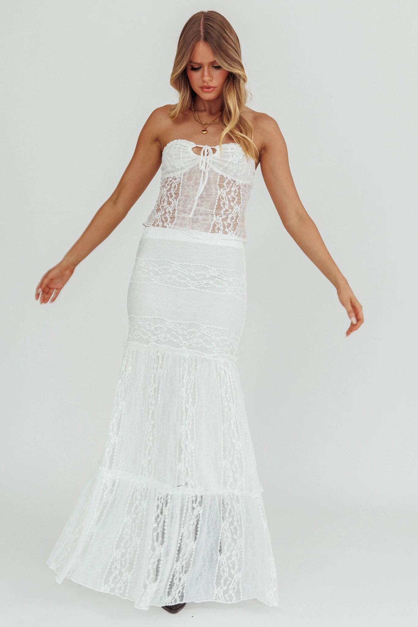 Laganas Maxi Lace Skirt White - Seraphlike