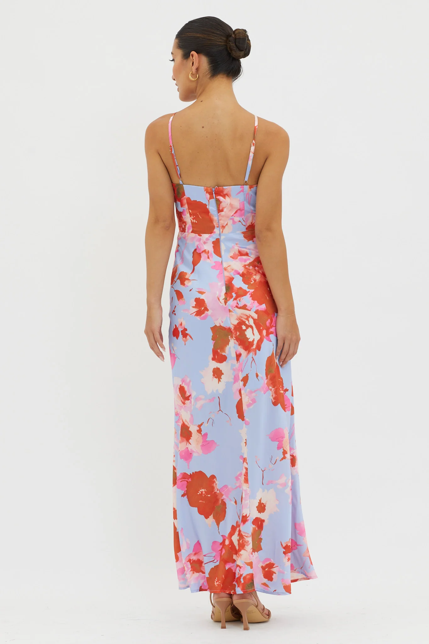 Carter Foldover Neckline Maxi Dress Blue Pink - Seraphlike
