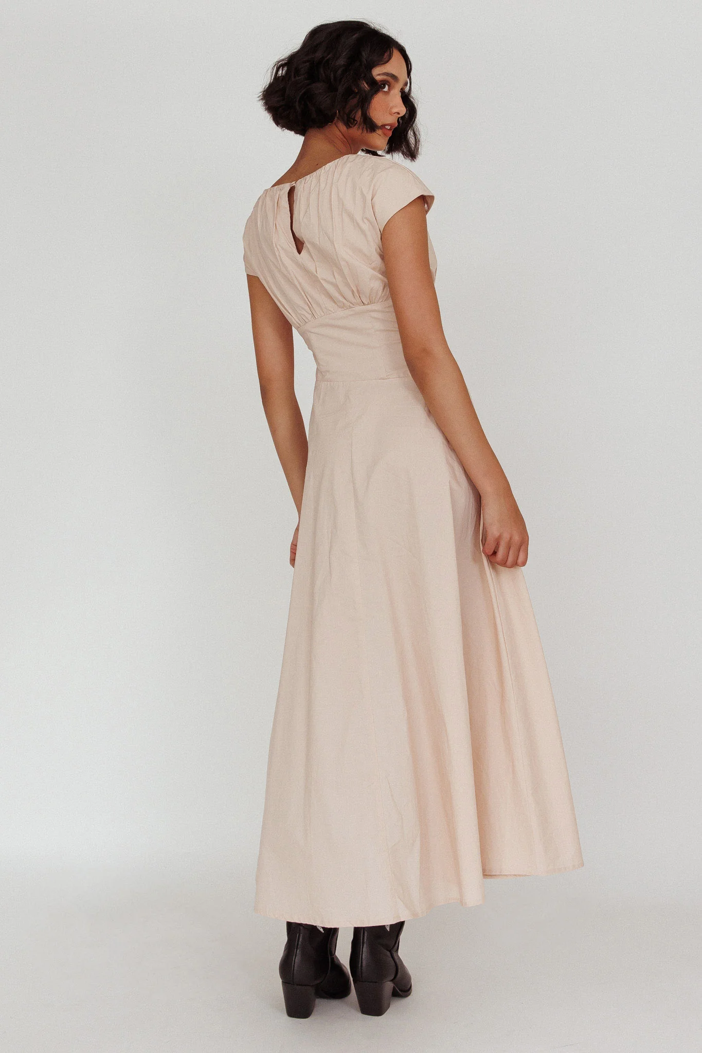 Derry Cap Sleeve A-line Maxi Dress Oat - Seraphlike